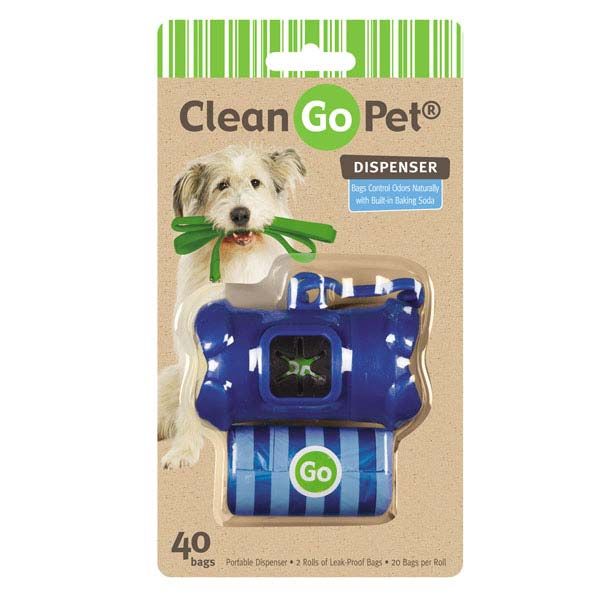Clean Go Pet Waste Bag Holder - Blue Poop Bag Dispenser for Dogs, Leash Attachment for Easy Cleanup During Walks & Outdoor Adventures