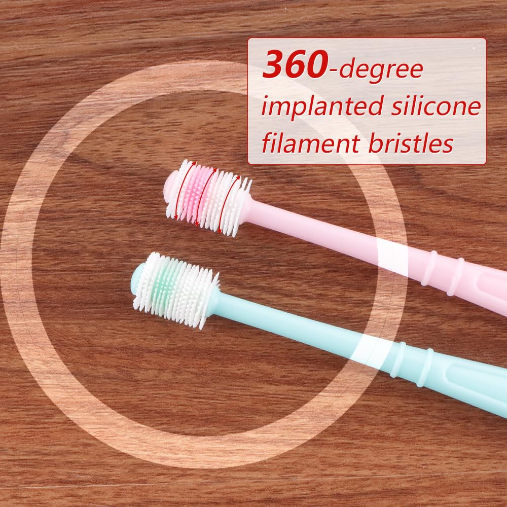 2 Pack 360-Degree Soft Silicone Pet Toothbrush for Small Dogs & Cats - 0.51