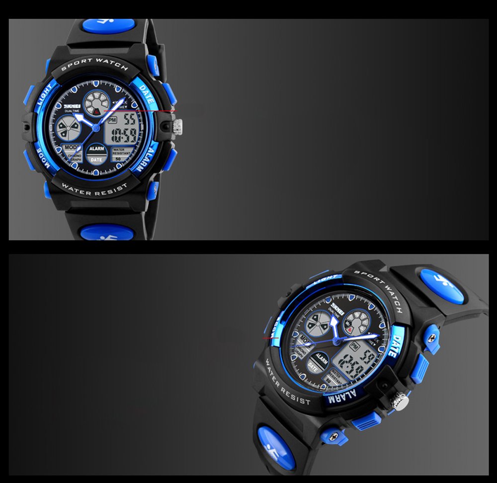 SKMEI Kids Analog Digital LED Backlight Watch with Week Alarm & Chronograph - Waterproof Sports Watch for Boys & Girls - Perfect for School, Outdoor Activities & Daily Use