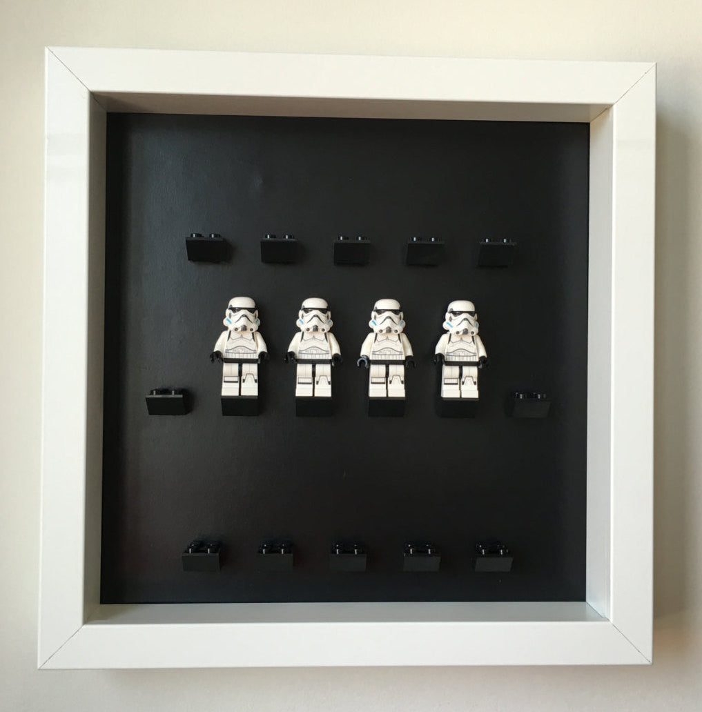 Black Edition Custom White Display Frame for Lego® Minifigures - Showcase & Protect Your Collectibles at Home or Office