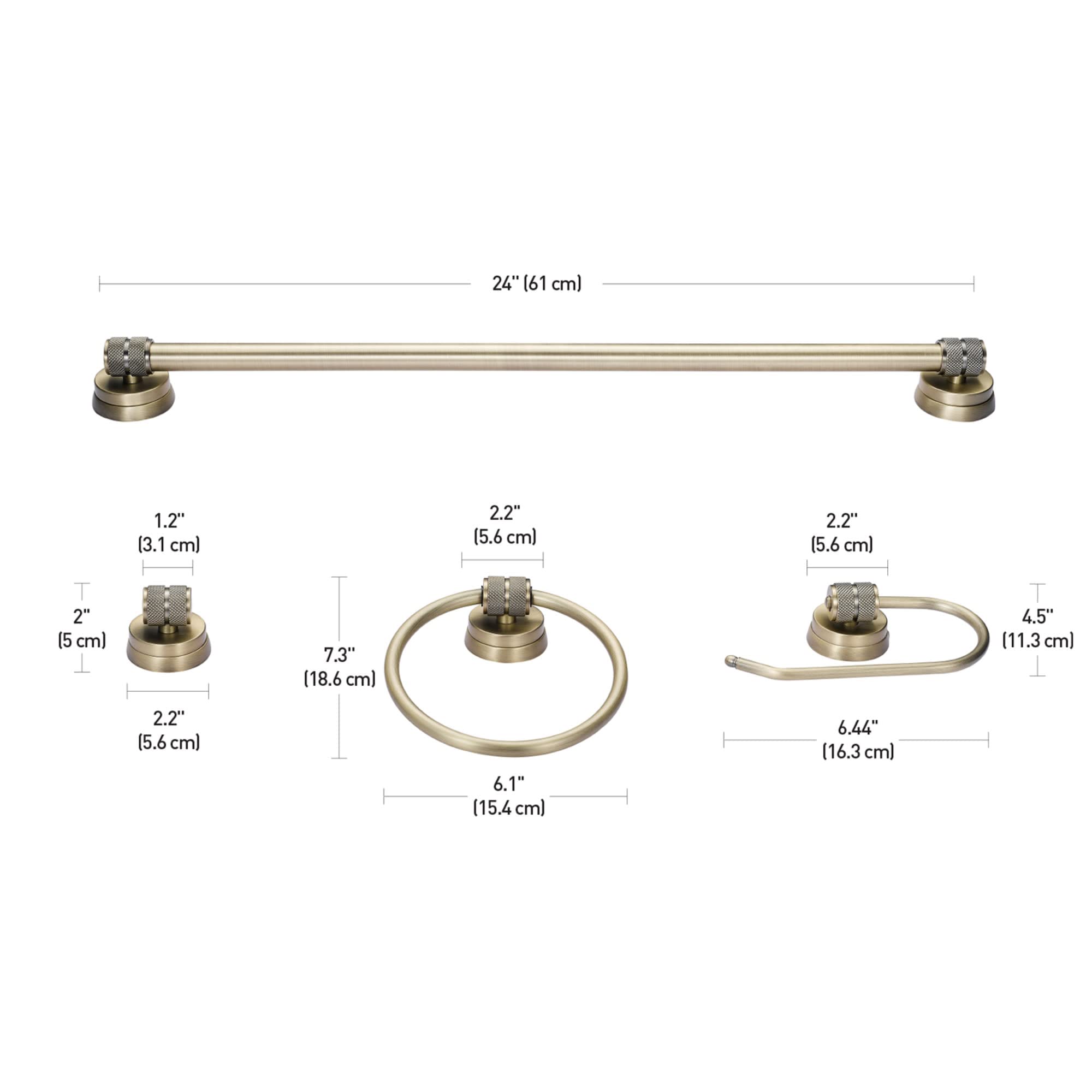 Globe Electric 51528 Middleton 5-Piece Bathroom Set - Chrome Vanity Light with Clear Glass Shades, Towel Bar, Toilet Paper Holder, Towel Ring & Robe Hook - Perfect for Modern Bathroom Decor & Home Renovation