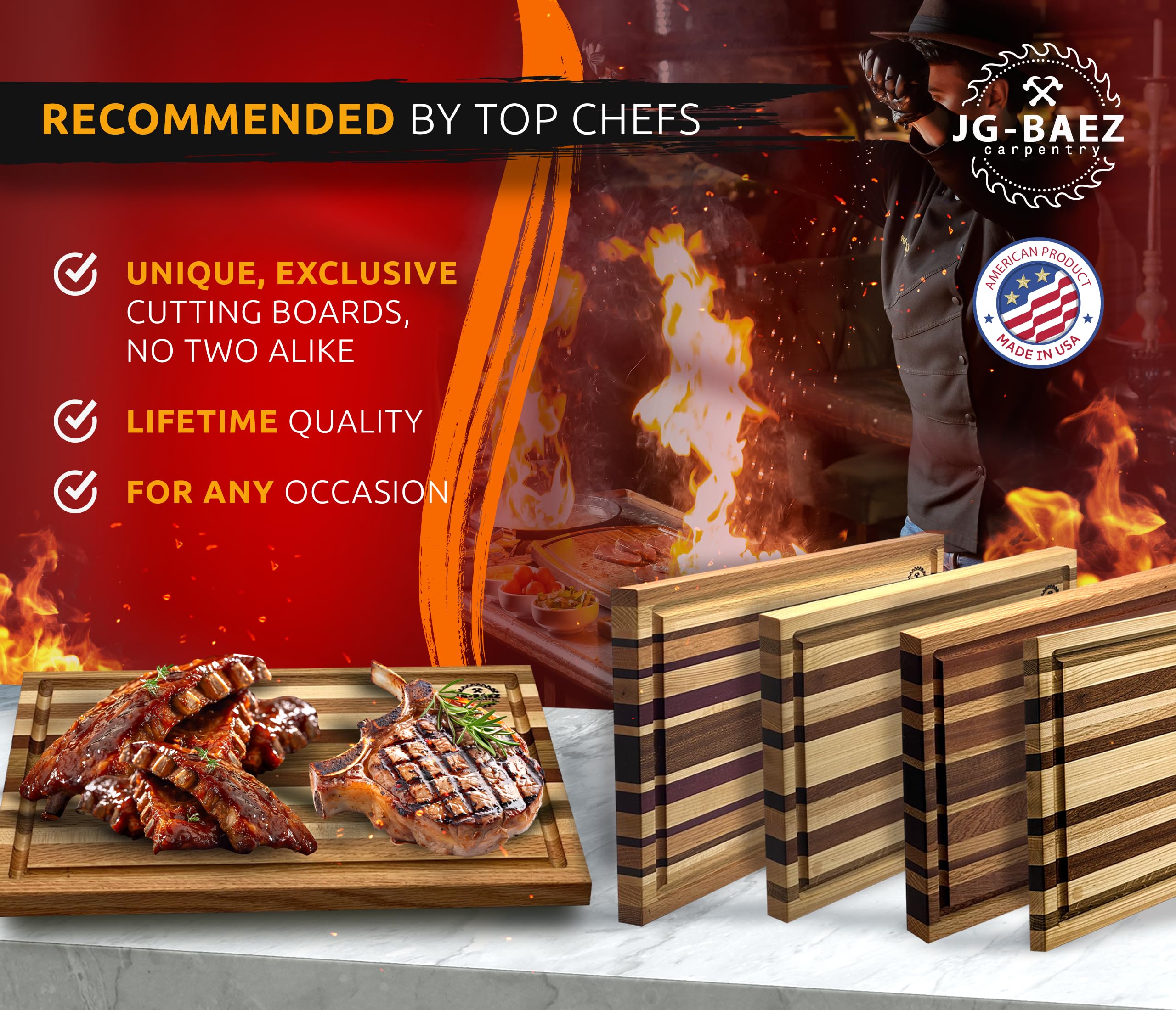 Premium End Grain Wood Cutting Board for Kitchen & BBQ - Small Size, Durable & Luxury Chopping Block for Meat, Vegetables & Fruits - Perfect for Home Cooking, Entertaining & Outdoor Grilling