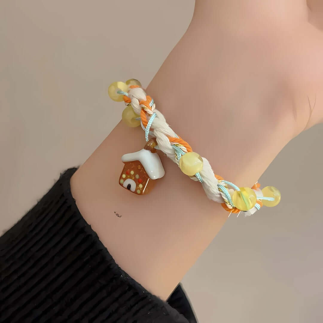 Gingerbread Snowman Charm Bracelet - Cute Woven Braided Christmas Jewelry for Women | Holiday Party Gift, Winter Festival Accessory, Xmas Decoration | Perfect for Christmas Gifts, Stocking Stuffers & Festive Outfits