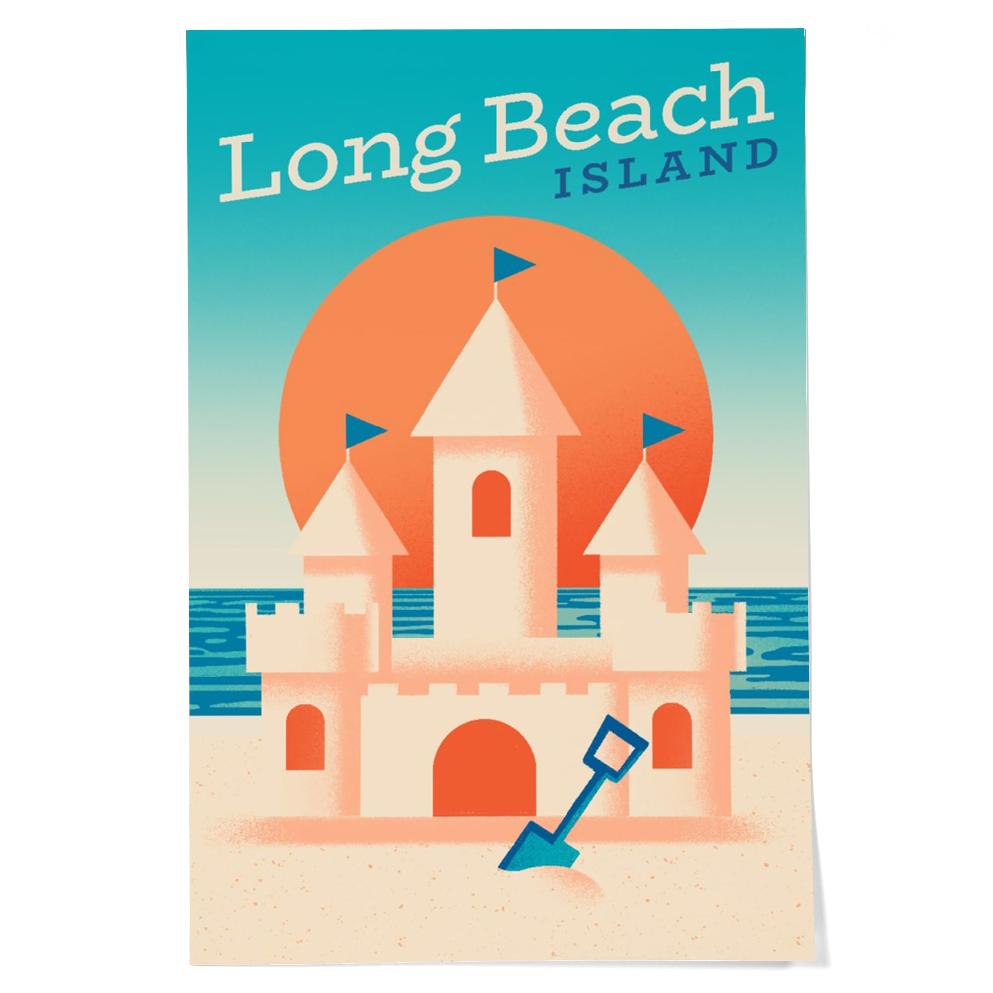 Lantern Press 24x36 Inch Giclee Art Print - Long Beach Island New Jersey Coastal Wall Decor | Sun-Faded Shoreline Collection with Sand Castle Beach Scene | Perfect for Living Room, Bedroom or Office Decor