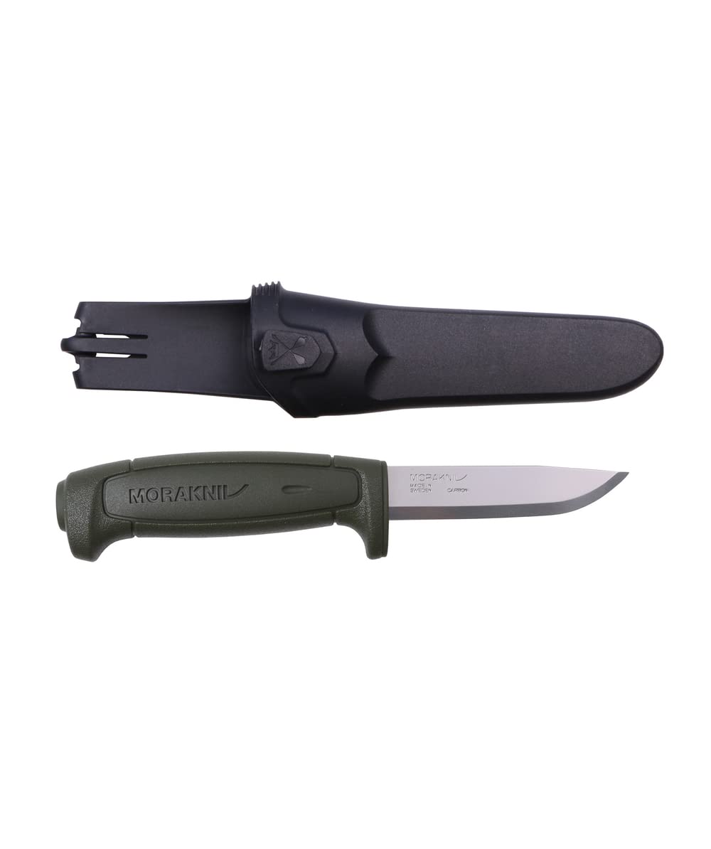 Morakniv Craftline Basic 511 High Carbon Steel Utility Knife with Combi-Sheath - 3.6 Inch Fixed Blade for Outdoor, Camping & Bushcraft | Durable Knife for Hunting, Fishing & Survival