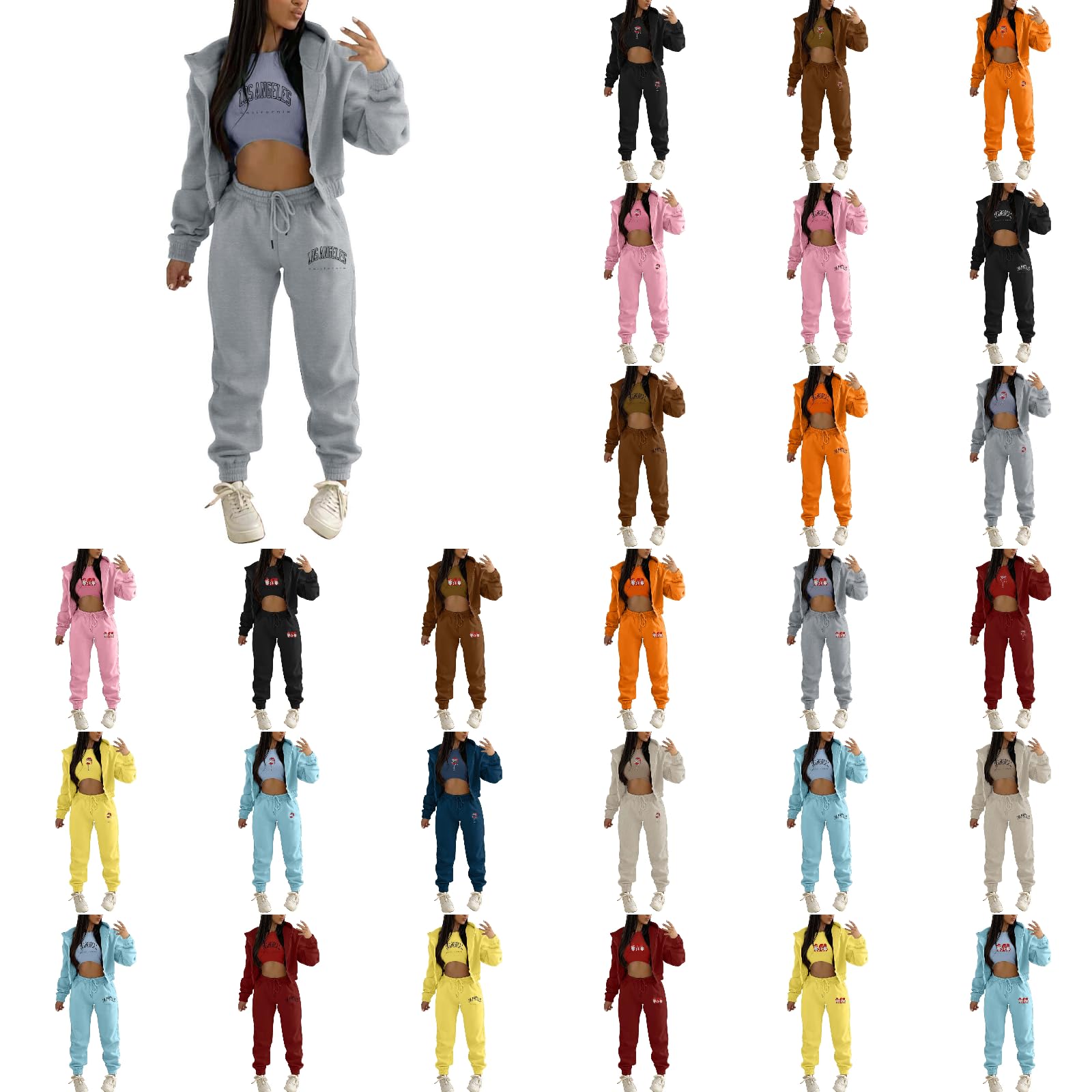 Tsmile Women's 3-Piece Fall Outfits - Hoodie, Sweatshirt & Sweatpants Matching Lounge Set | Cozy Tracksuit for Casual Wear, Workout & Home Relaxation