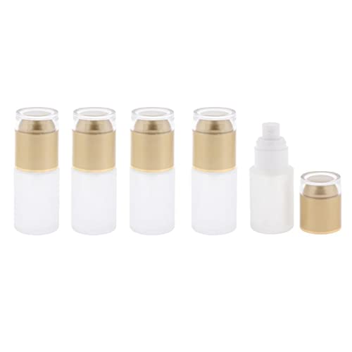5-Pack 30ml Refillable Glass Spray Bottles - Leakproof Cosmetic Containers with Golden Caps for Essential Oils, Perfumes & Skincare (Ideal for Travel, Home & Salon Use)