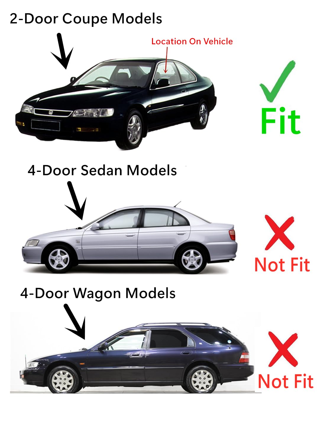 Honda Accord 2 Door Coupe Window Glass Replacement - Driver Side Left Door Compatible with 1994-1997 Models | Easy DIY Installation for Car Repair & Maintenance