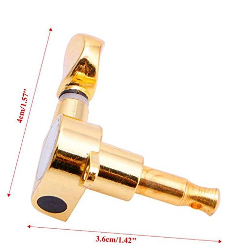 6-Pack Gold Guitar Tuning Pegs - Locking Machine Heads with String Buttons (3L+3R) for Precise Tuning | Perfect for Acoustic & Electric Guitars | Stage & Studio Use