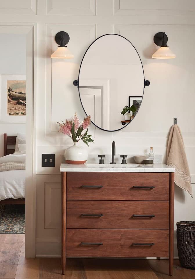 Black Oval Pivot Mirror - 23.75