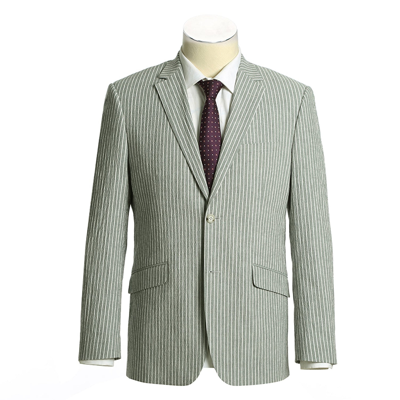 Alessandro Vitello by Renoir Gray Slim Fit Notch Lapel Stripe Cotton Suit for Men | Business Formal Attire & Wedding Suit | Professional Office Wear & Special Occasions