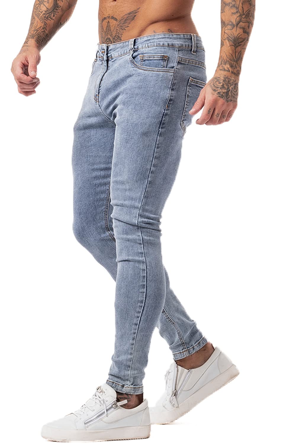 GINGTTO Men's Ripped Stretch Skinny Jeans - Slim Fit Tapered Denim Pants for Men | Casual Streetwear, Night Out, Date Night Outfits