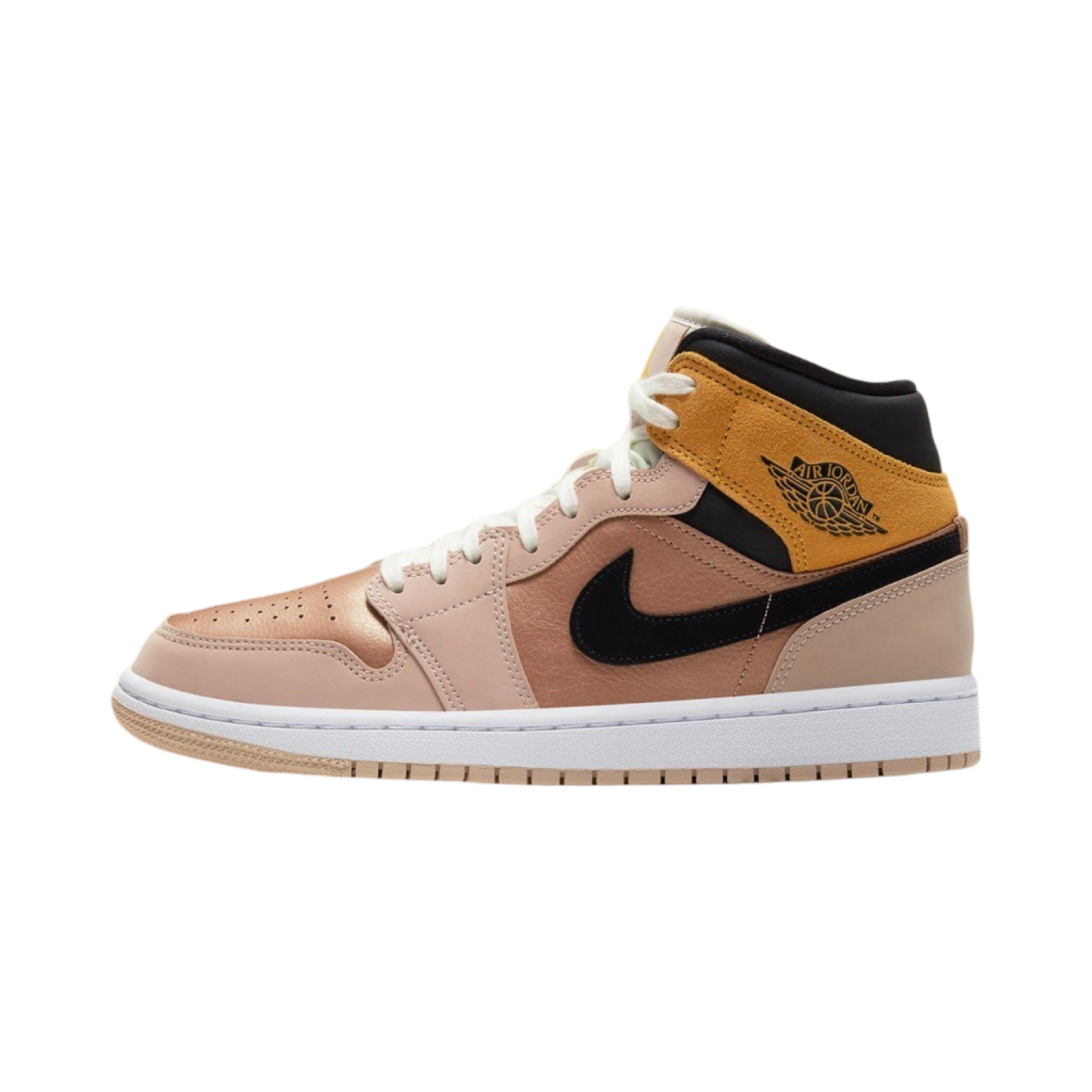 Air Jordan 1 Mid SE Particle Beige Black Sneakers - Men's Basketball Shoes for Casual Wear & Street Style Fashion