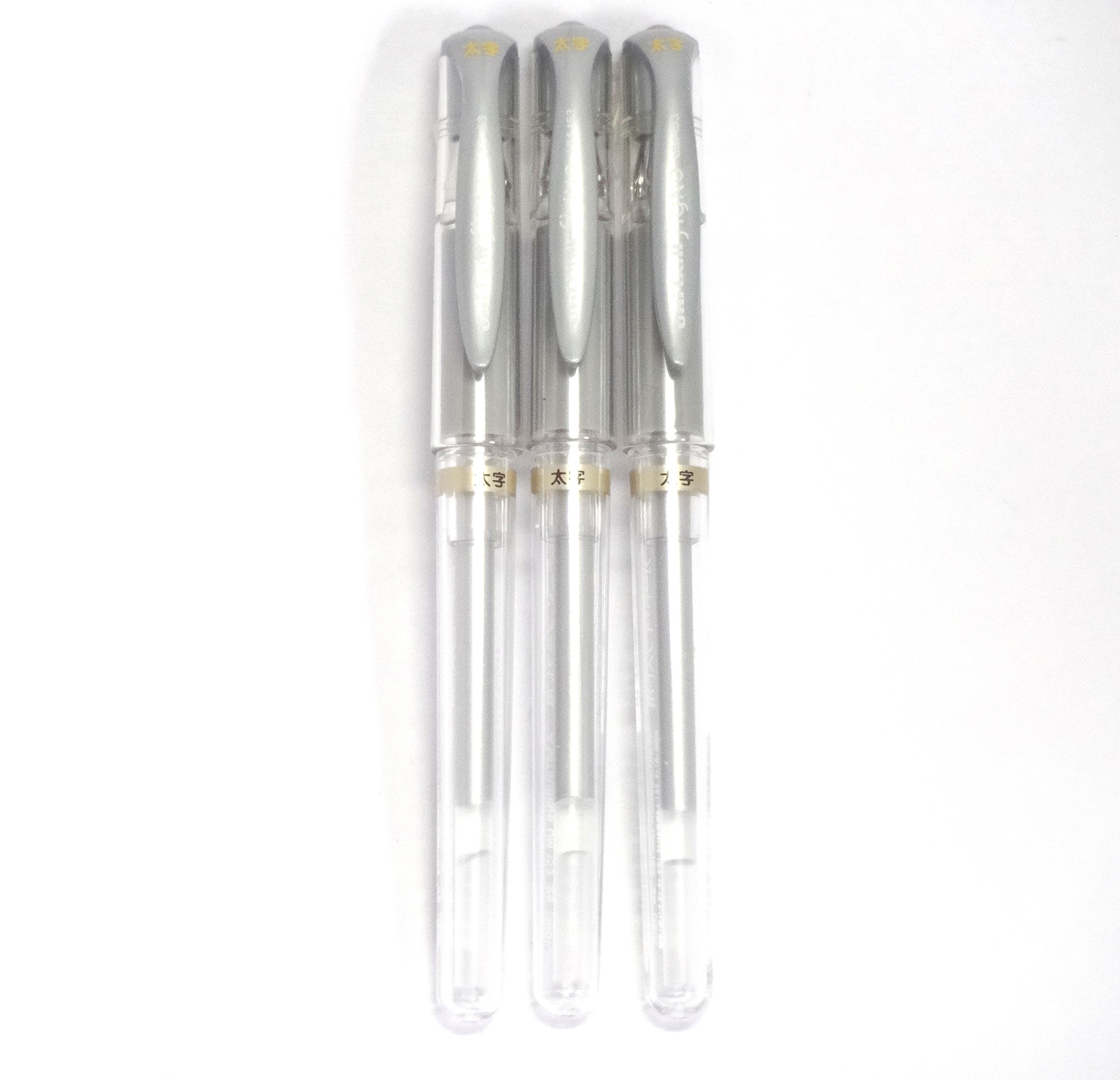 Uni-ball Signo Broad Point Gel Pen - 1.0mm Silver Ink - 3 Pack (Japan Import) - Smooth Writing for Journals, Note Taking & Art Projects - Komainu-Dou Original Packaging