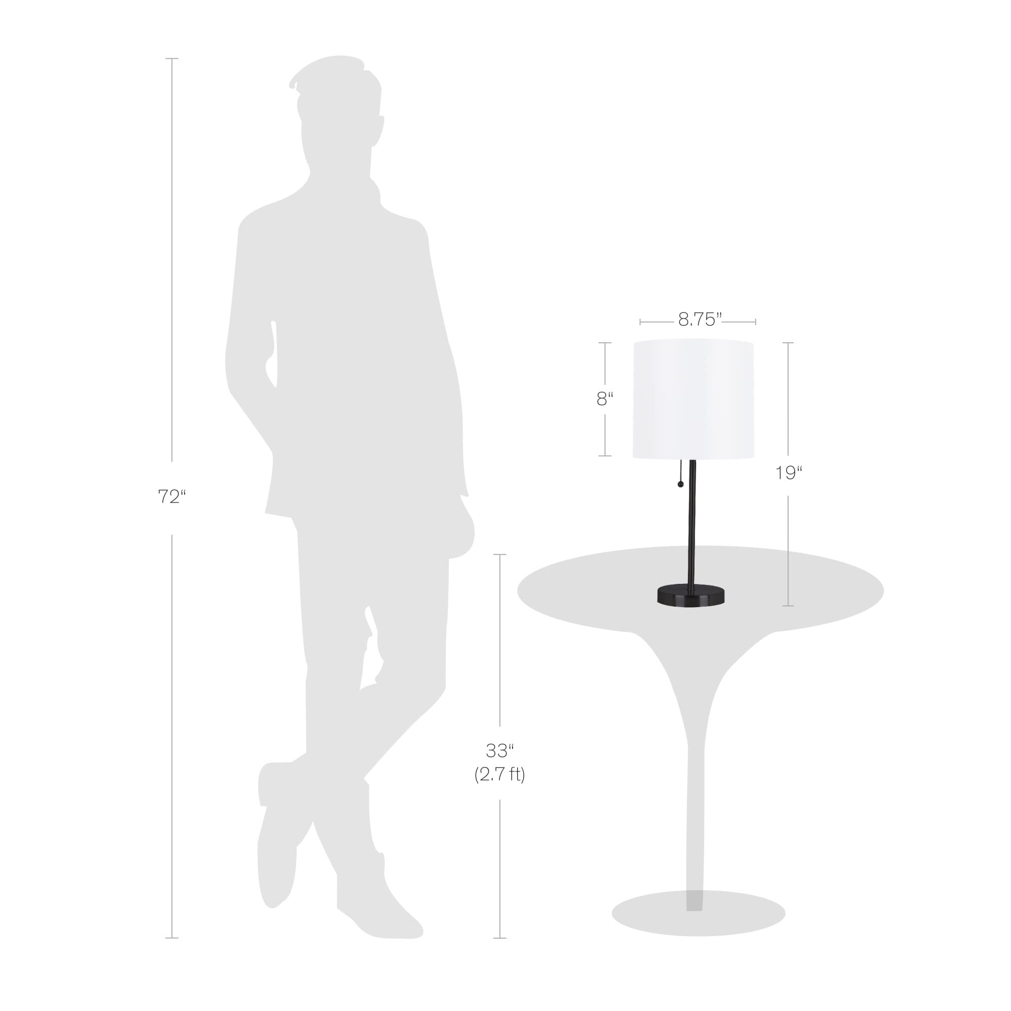 Catalina Lighting 21453-001 Modern Black Accent Table Lamp - 19 Inch LED Desk Lamp for Office, Dorm, Bedroom & Nightstand Reading Light (Bulb Not Included) - Perfect for Home Office, Study Room & Bedside Lighting