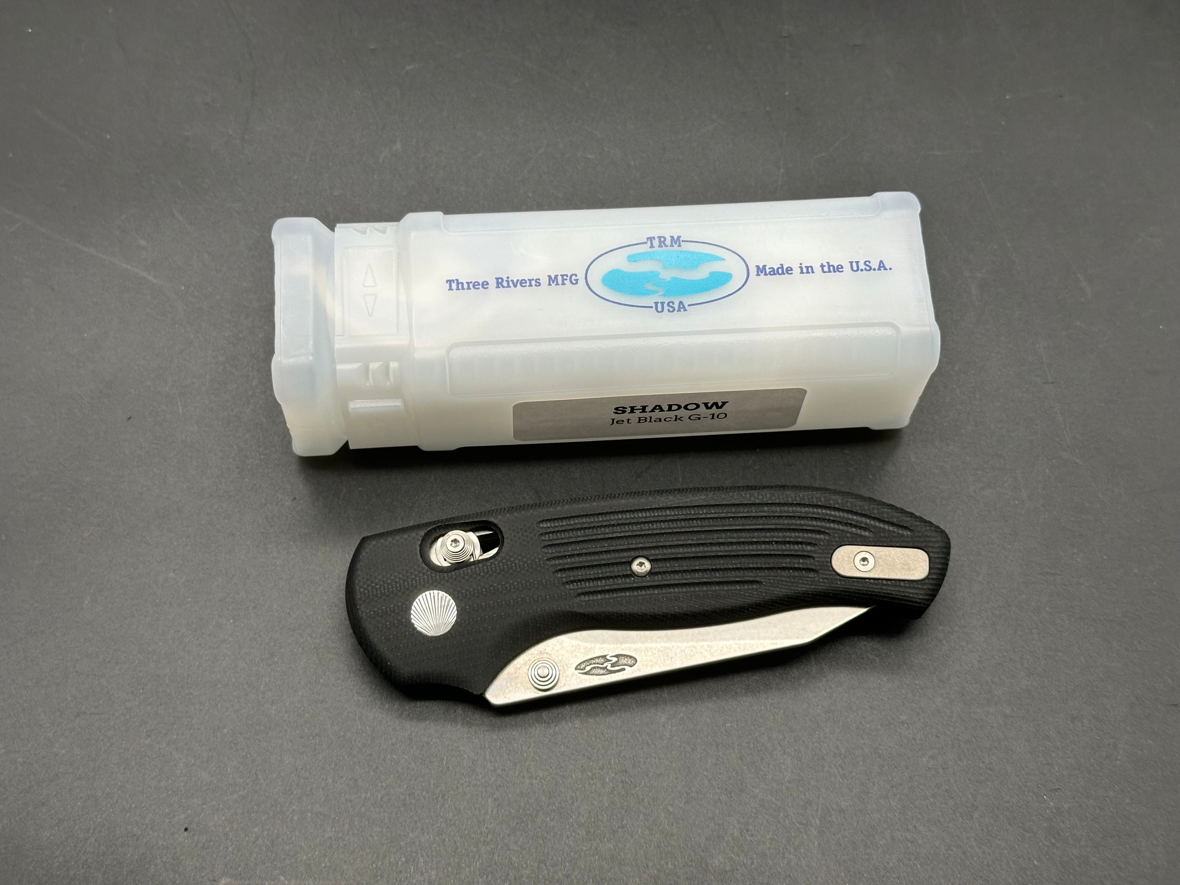 TRM Shadow River Lock Folding Knife - G10 Jet Black Handle Tactical EDC Pocket Knife for Outdoor Camping, Hiking & Survival Gear