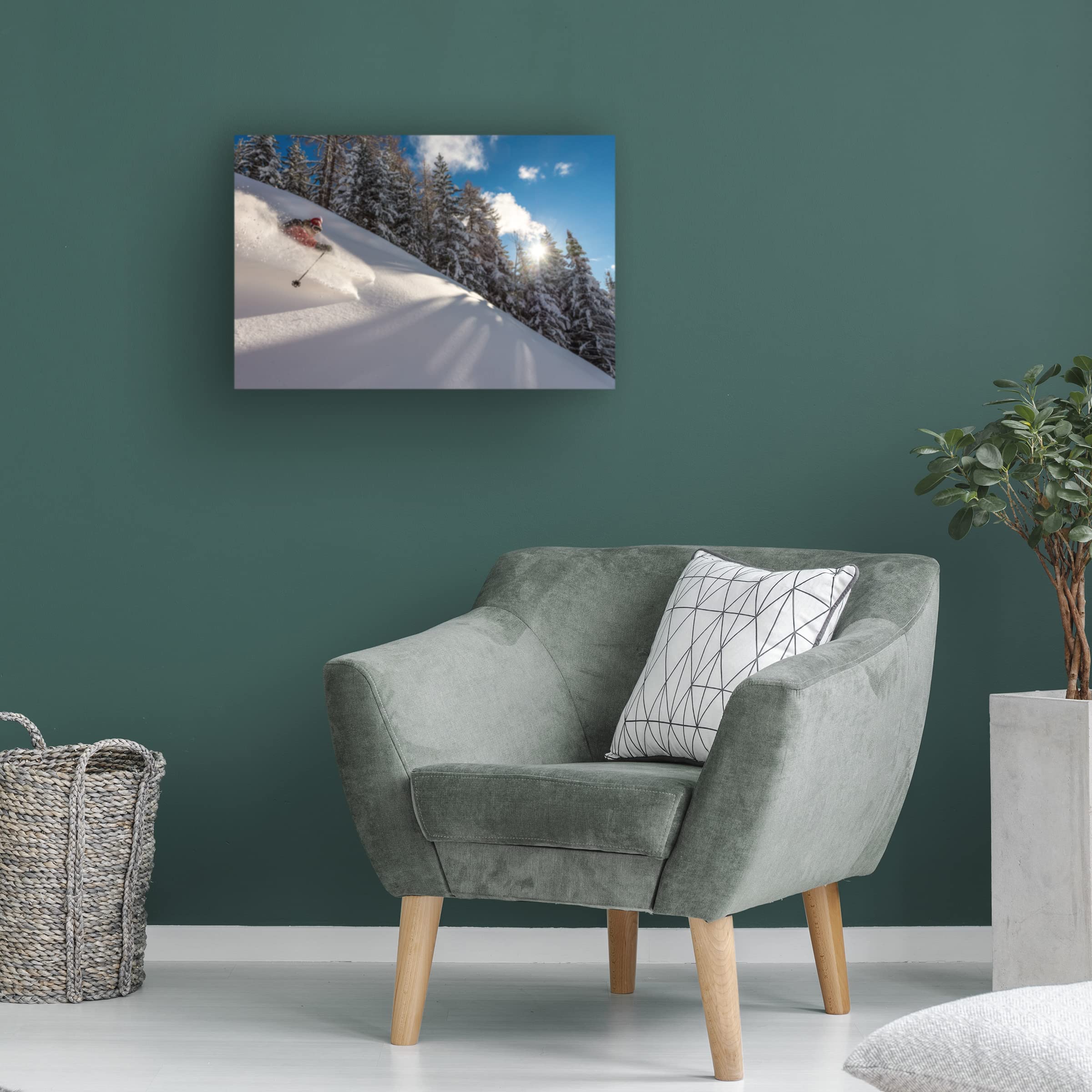 Trademark Fine Art 'Riding Pow with Adrien Coirier' Canvas Wall Art by Tristan Shu - Perfect for Living Room, Bedroom & Office Decor