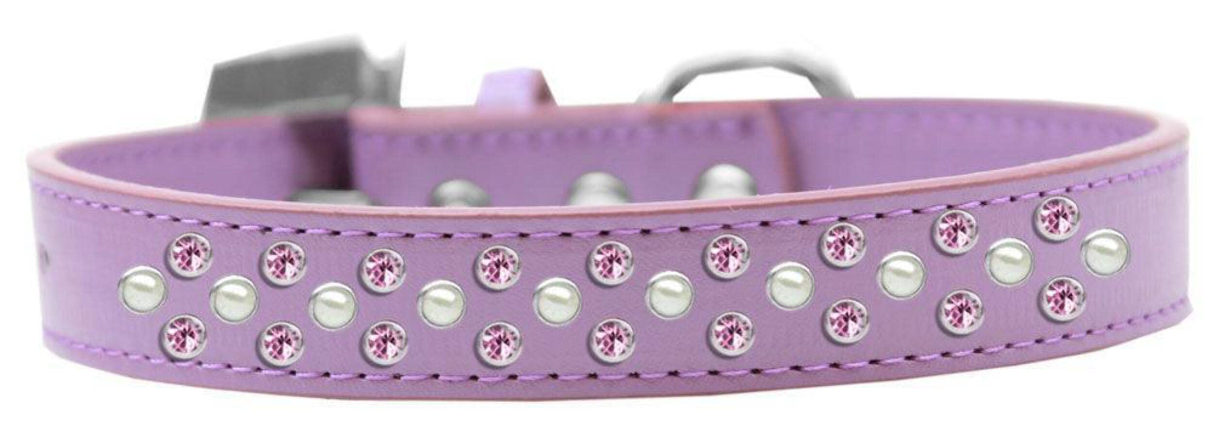Lavender Dog Collar with Pearl & Pink Crystal Accents - Fashion Pet Collar for Small, Medium Dogs & Puppies - Perfect for Daily Walks, Special Occasions & Photo Shoots