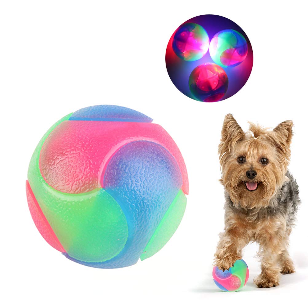 **Dimengya LED Light Up Dog Ball - Flashing Elastic Chew Toy for Dogs & Cats, Interactive Pet Training Ball with Teeth Cleaning - Perfect for Night Play, Fetch, and Chewing Fun**