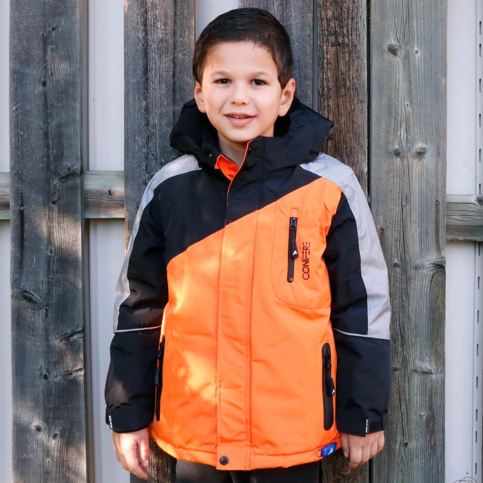 Flash Boys Winter Snowsuit Set - Waterproof & Insulated Orange Snow Jacket & Pants for Kids Age 6 | Perfect for Skiing, Snowboarding & Outdoor Winter Play