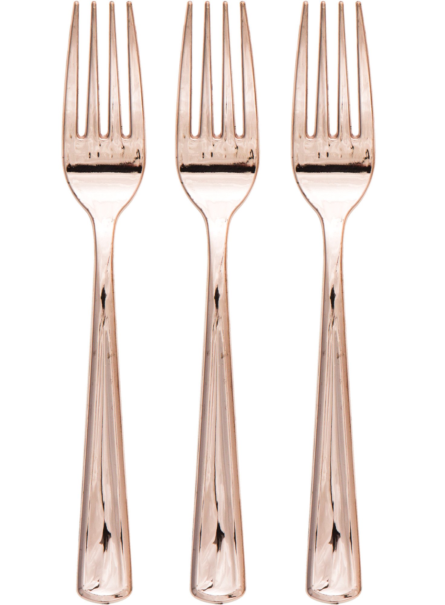 Rose Gold Plastic Forks - 24 Count Disposable Metallic Cutlery Set for Parties, Weddings, and Special Events