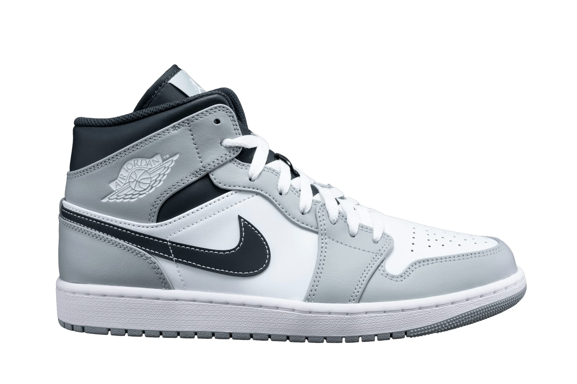 Jordan Men's Air 1 Mid 554724-078 Light Smoke Grey 2.0 Basketball Shoes Size 7.5 - Retro Sneakers for Casual Wear & Street Style