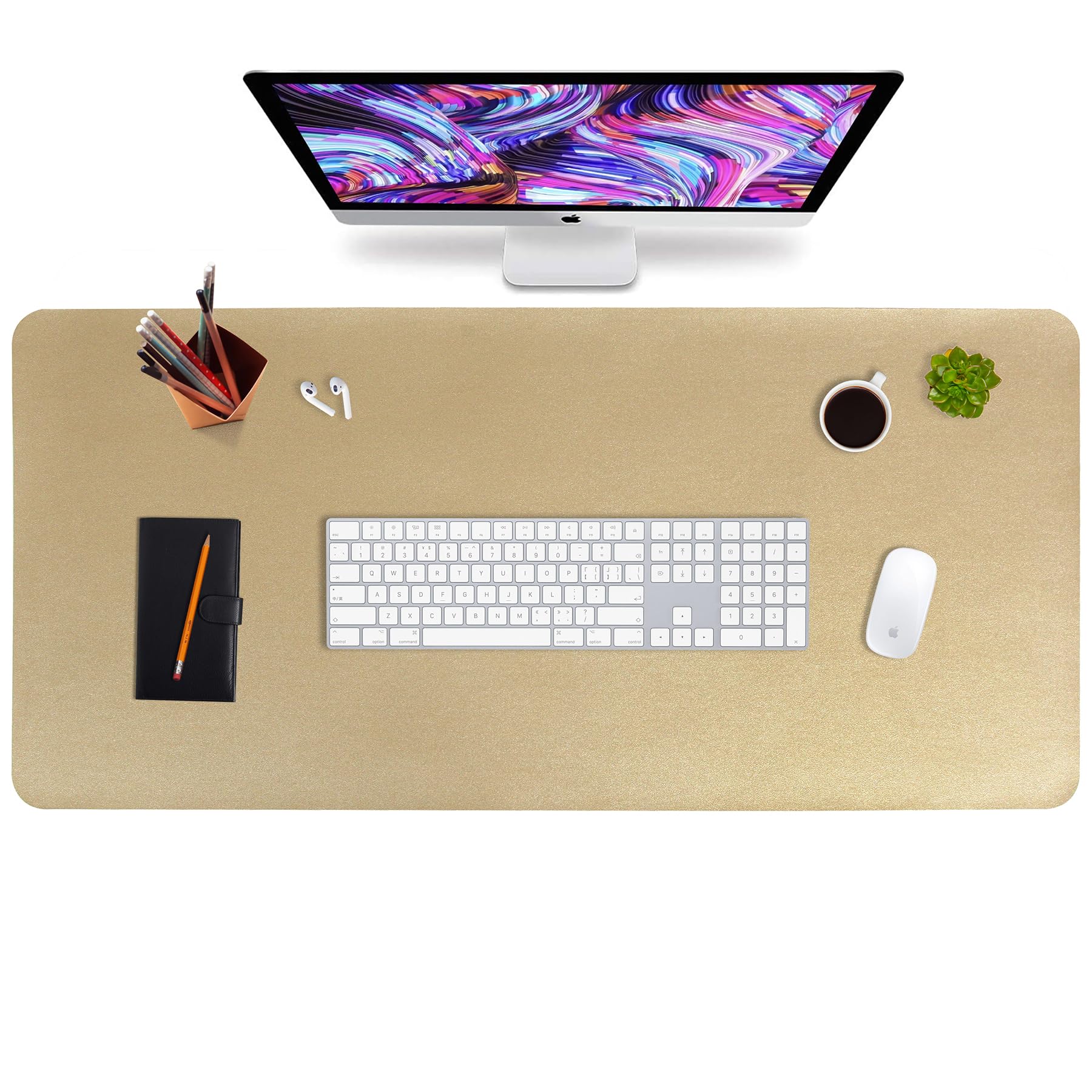 HofferRuffer Faux Leather Desk Pad - Waterproof Office Desk Protector Mat for Keyboard & Mouse, Dual-Sided Use, 36