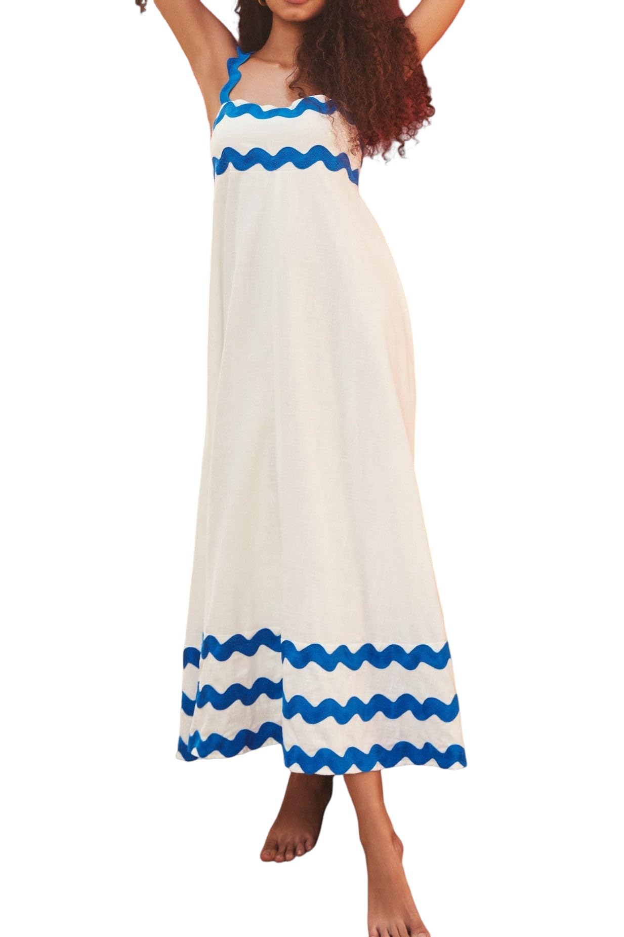 Women's Casual Sleeveless Shirred Back Flowy Maxi Dress for Vacation, Beach, Summer Outfits & Boho Style - Perfect for Tropical Getaways, Pool Parties and Date Nights