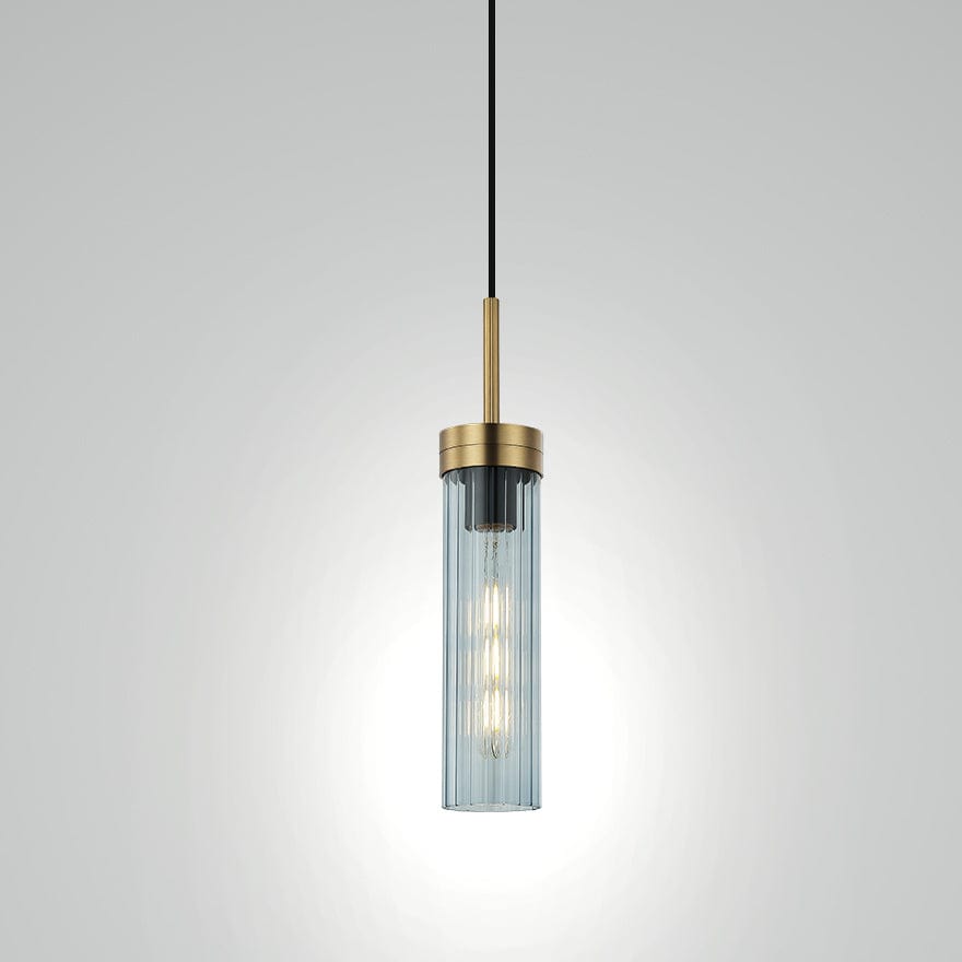 Georgia Glass Ribbed Pendant Light - Elegant Handmade Glass Ceiling Fixture for Dining Room, Kitchen Island & Bedroom Lighting