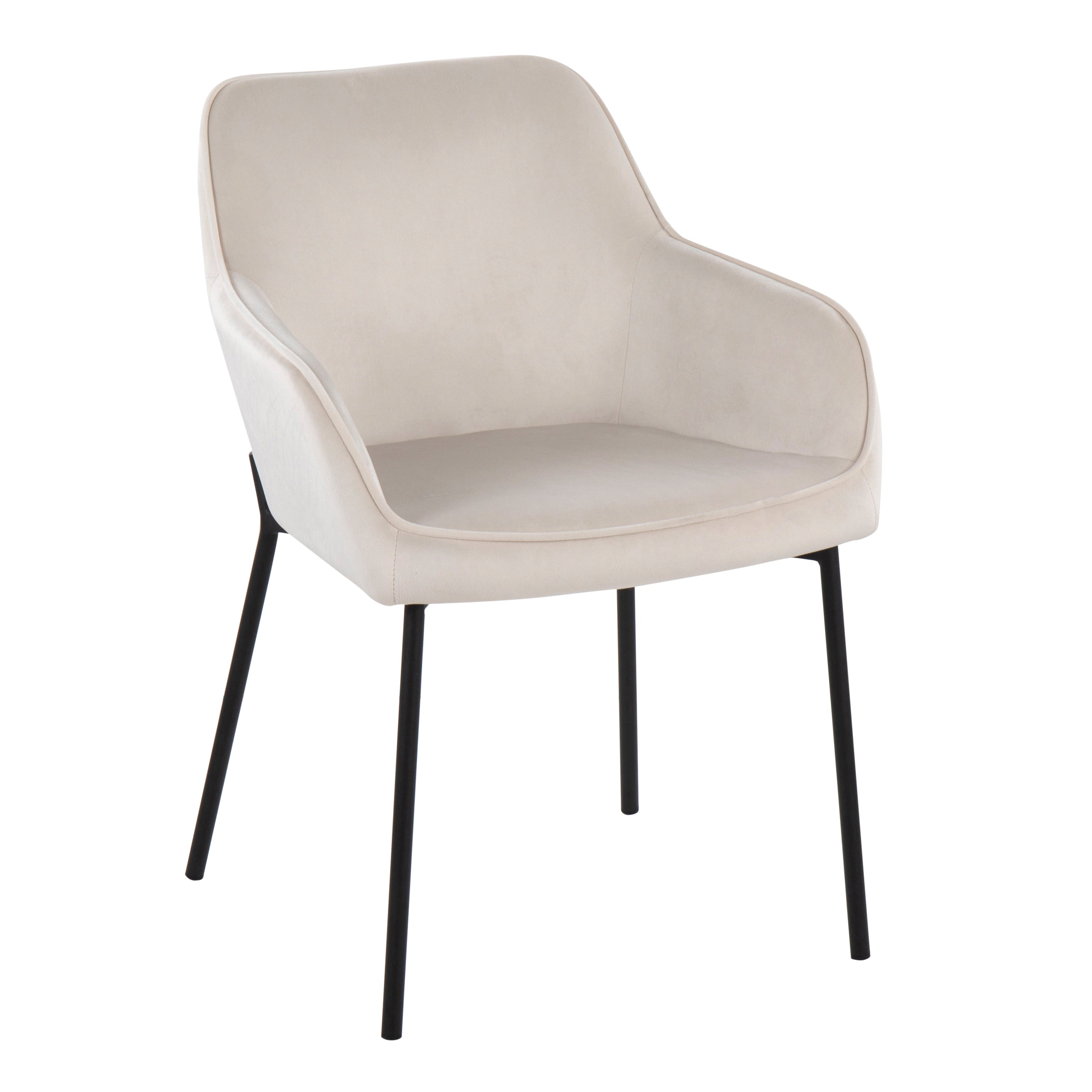 LumiSource Daniella Modern Dining Chairs - Set of 2 Black Metal & Cream Velvet Upholstered Seats for Contemporary Dining Room, Kitchen, or Breakfast Nook
