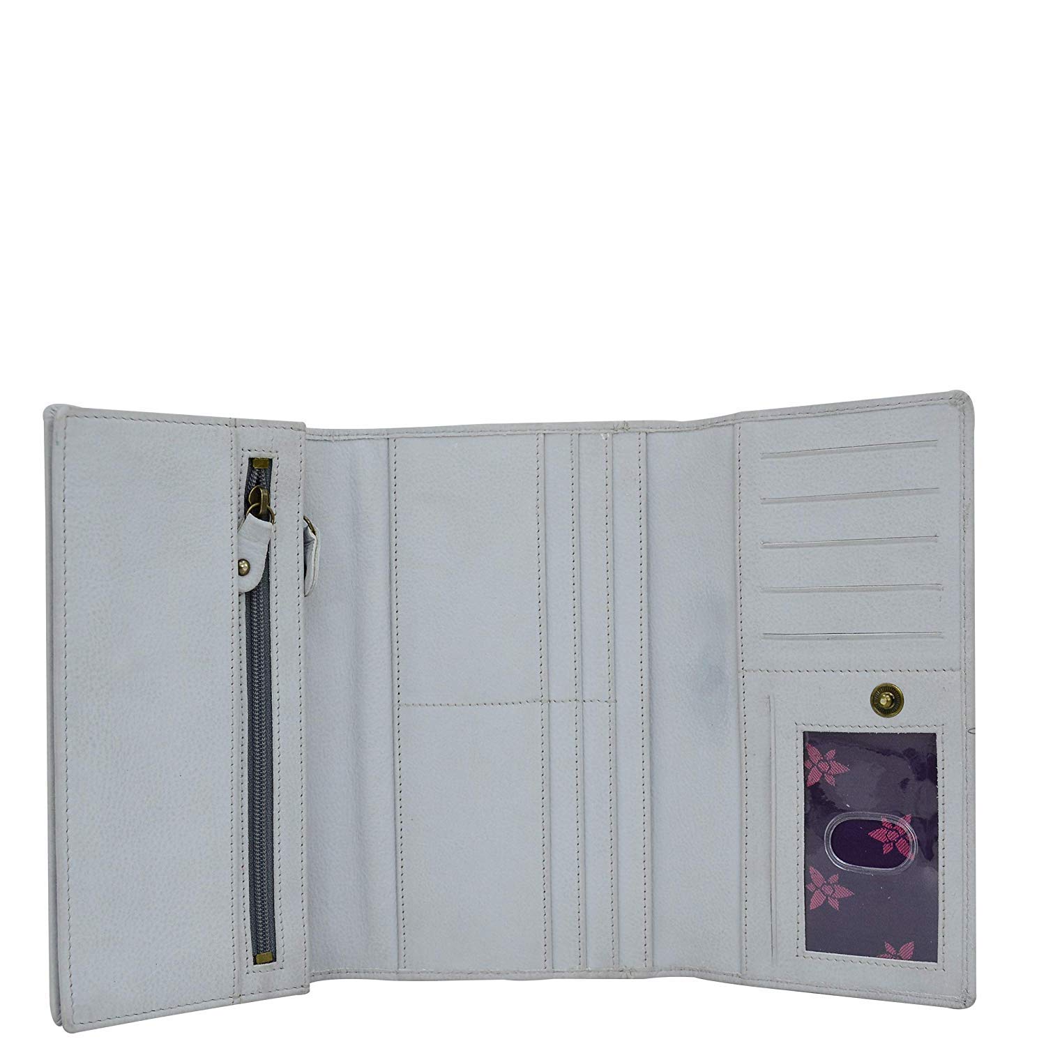 Anuschka Women's Hand-Painted Genuine Leather RFID Blocking Wallet - Stylish 3-Fold Design for Credit Cards & Cash - Perfect for Travel, Shopping & Everyday Use