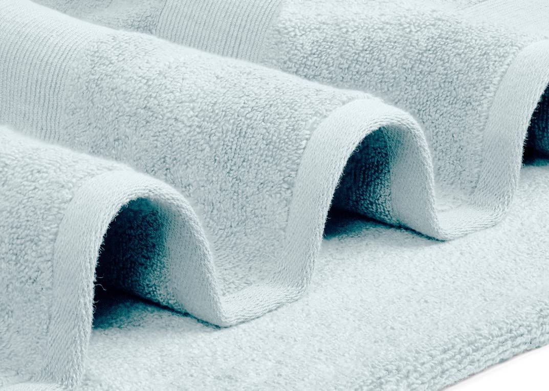 Premium 8-Piece White Classic Resort Bath Towel Set - Ultra Soft, Plush & Absorbent Cotton Towels (2 Bath, 2 Hand, 4 Washcloths) | Luxury Hotel Quality for Spa, Bathroom & Beach Use - Light Blue