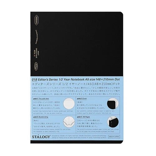 STALOGY Editor's Series 365 Days Notebook - A5 Grid Notebook for Journaling, Planning & Note Taking - Premium Japanese Paper - Perfect for Bullet Journal, Daily Planner & Work Organizer
