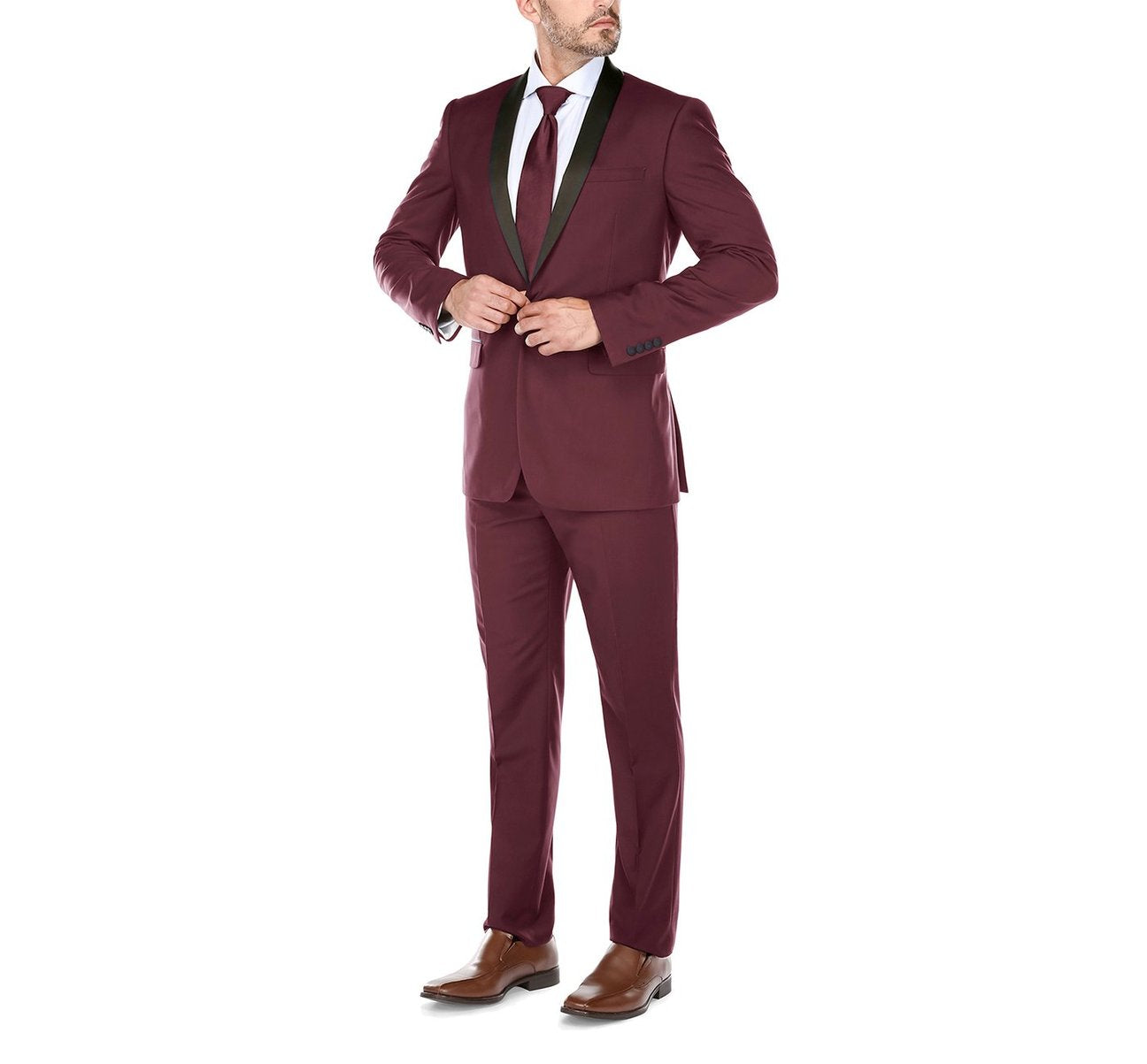 Alessandro Vitello by Renoir 2-Piece Slim Fit Shawl Lapel Tuxedo Suit - Premium Men's Formal Wear for Weddings, Prom & Black Tie Events