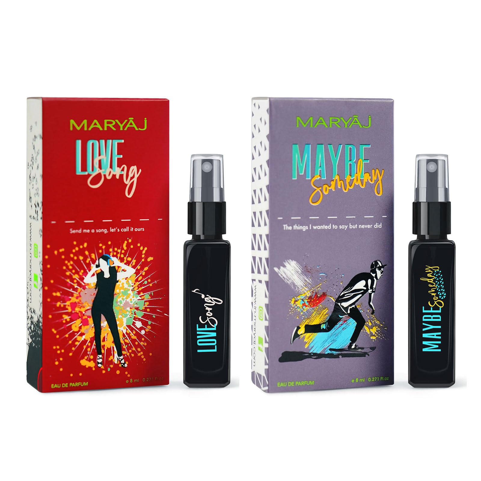 Maryaj Love Song & Maybe Someday EDP Perfume Set - 8ML Long Lasting Fragrance Spray for Women & Men | Romantic Gift for Her, Anniversary Present, Date Night Scent
