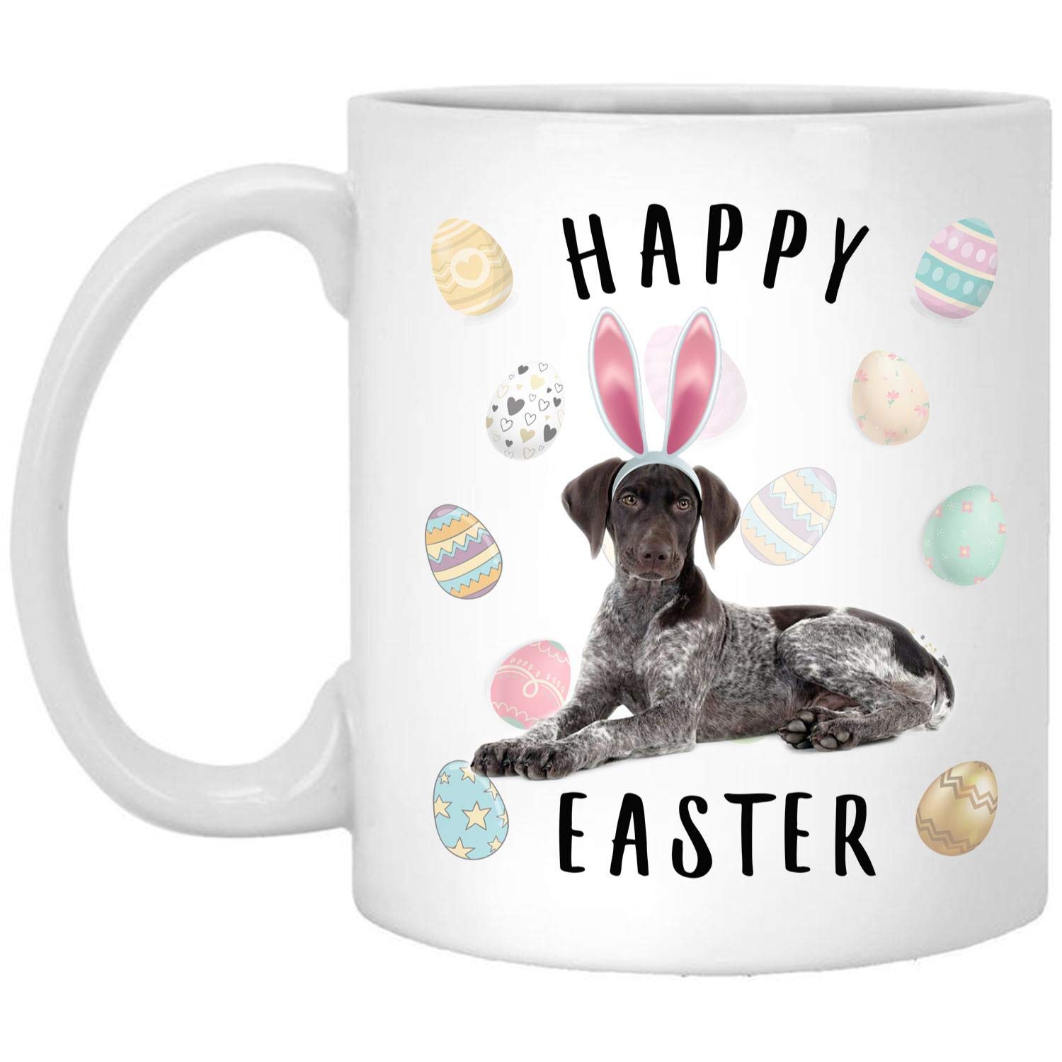 Funny German Shorthaired Pointer Coffee Mug - Brown Spotted Dog Design with Easter Quotes - 11oz Ceramic Cup - Unique Gift for Dog Lovers - Perfect for Easter Celebrations, Office Use & Coffee Breaks