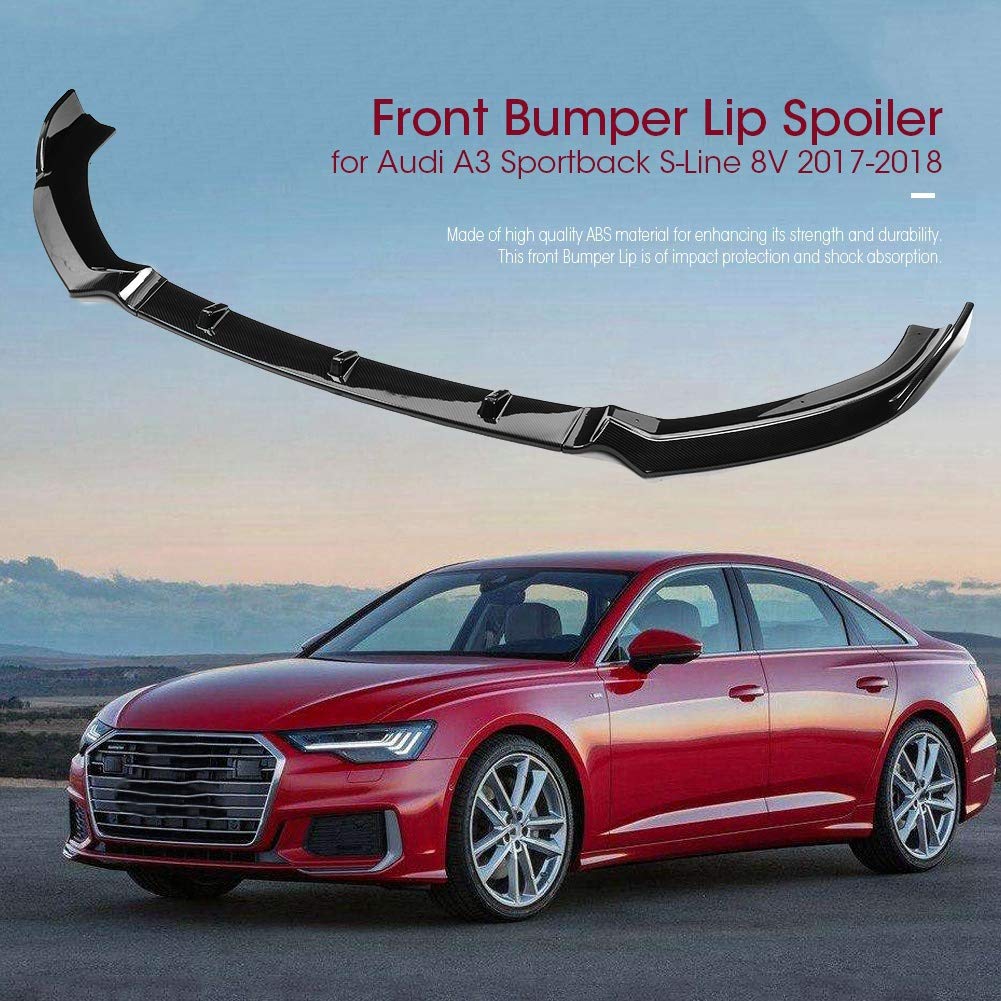 Carbon Fiber Front Bumper Lip Spoiler for Audi A3/S3 S-Line 8V (2017-2018) - Body Kit Upgrade for Enhanced Style & Aerodynamics - Perfect for Street Racing & Car Shows