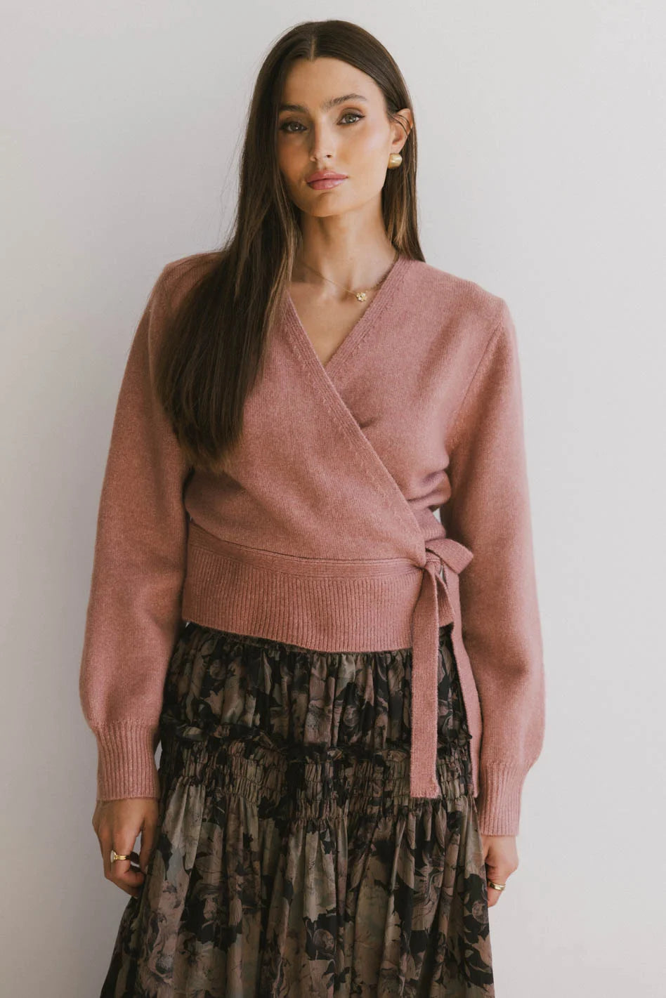 Addie Wrap Cardigan in Rose - Soft Knit Women's Cardigan for Fall & Winter | Cozy Loungewear, Layering Piece, Office Wear & Casual Outfits