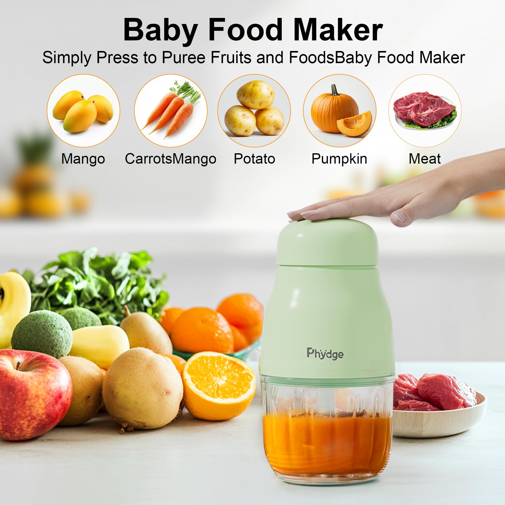 Upgraded Baby Food Maker & Blender with 10oz Containers, Silicone Spoons - Easy Clean Infant Puree Processor for Fruits, Vegetables & Meat | Perfect for Homemade Baby Meals, Travel & On-the-Go Feeding