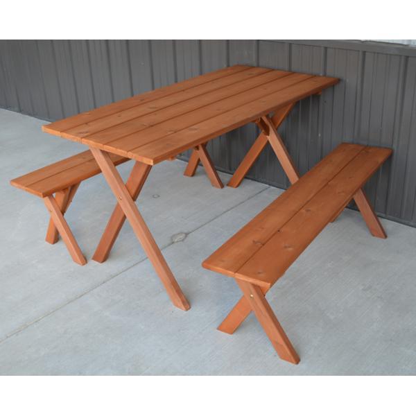 5ft Cedar Wood Picnic Table with 2 Benches - Outdoor Dining Set for Backyard, Garden, and Patio - Perfect for Family Gatherings and BBQs