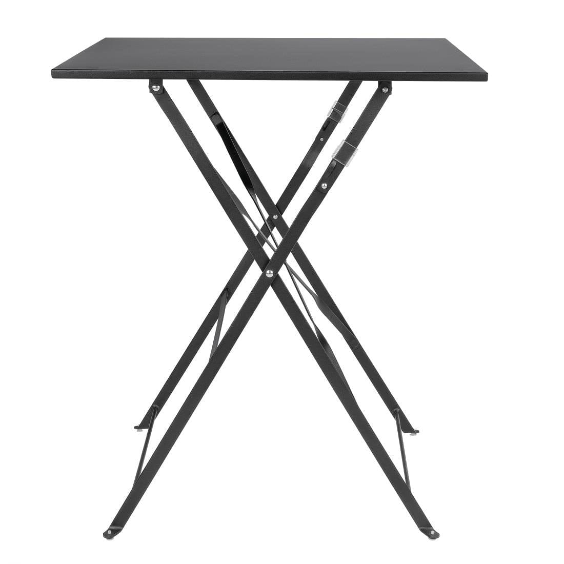 Bolero Black Square Steel Outdoor Dining Table - Modern Pavement Style Patio Furniture for Garden, Backyard, and Restaurant Use