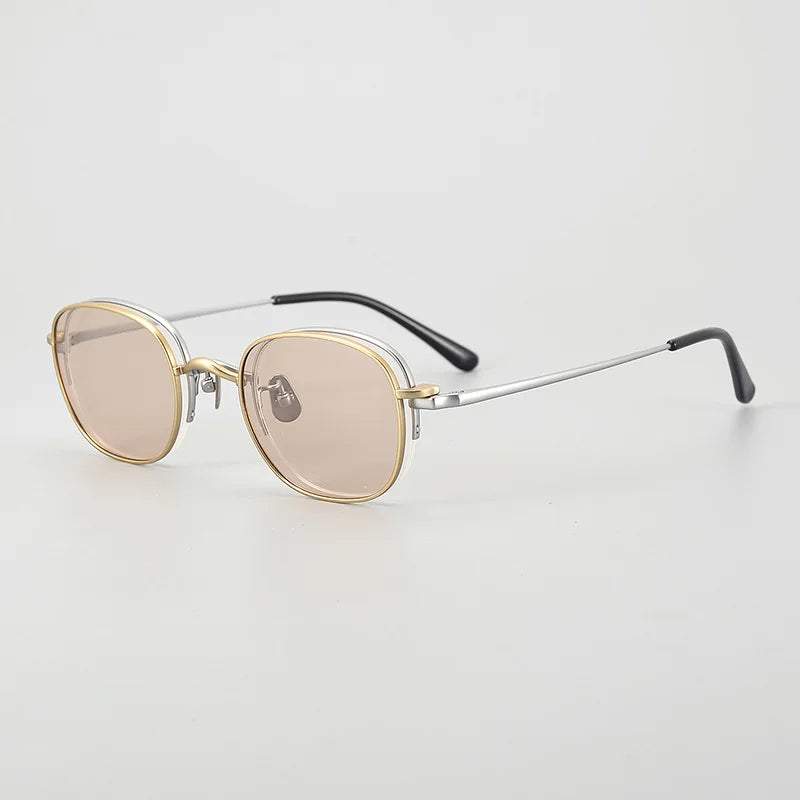 Stylish Black Semi-Rimless Oval Titanium Eyeglasses with Clip-On Sunglasses for Women - MK46 | Perfect for Outdoor Activities, Driving, and Fashion Accessories