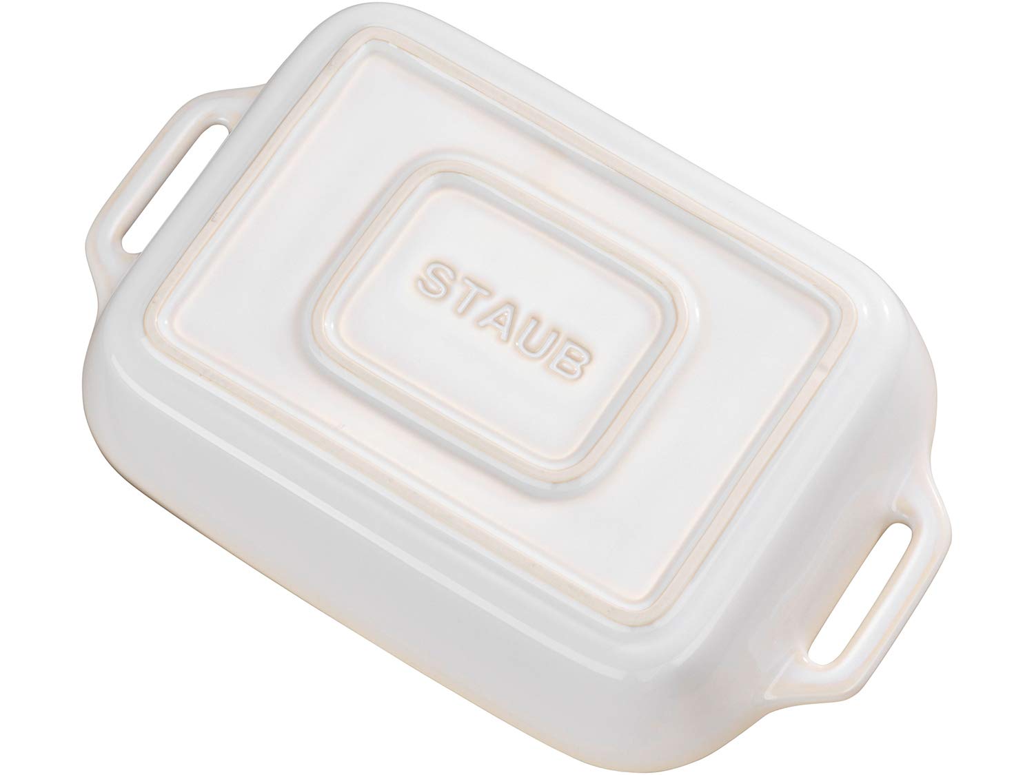 Staub 40511-883 Rectangular Ceramic Au Gratin Dish - Ivory, 10.6 x 7.9 Inches (27 x 20 cm), Oven & Microwave Safe - Perfect for Baking Casseroles, Lasagna, and Side Dishes