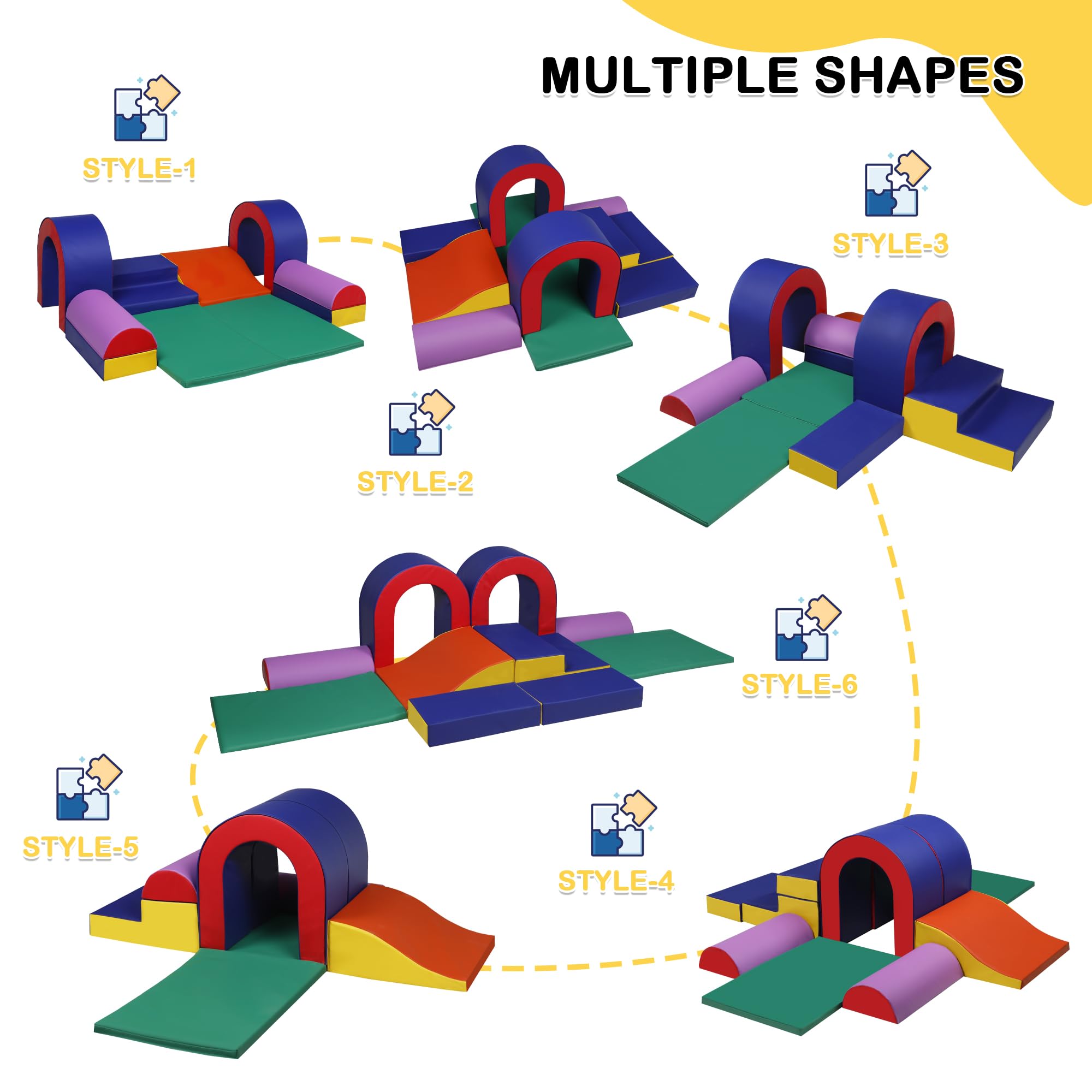 10 Piece Soft Foam Climbing Blocks for Toddlers - Lightweight Baby Climbing Gym Set - Safe Indoor Play Equipment for Crawling, Climbing & Sliding - Perfect for Nursery, Daycare & Home Playrooms