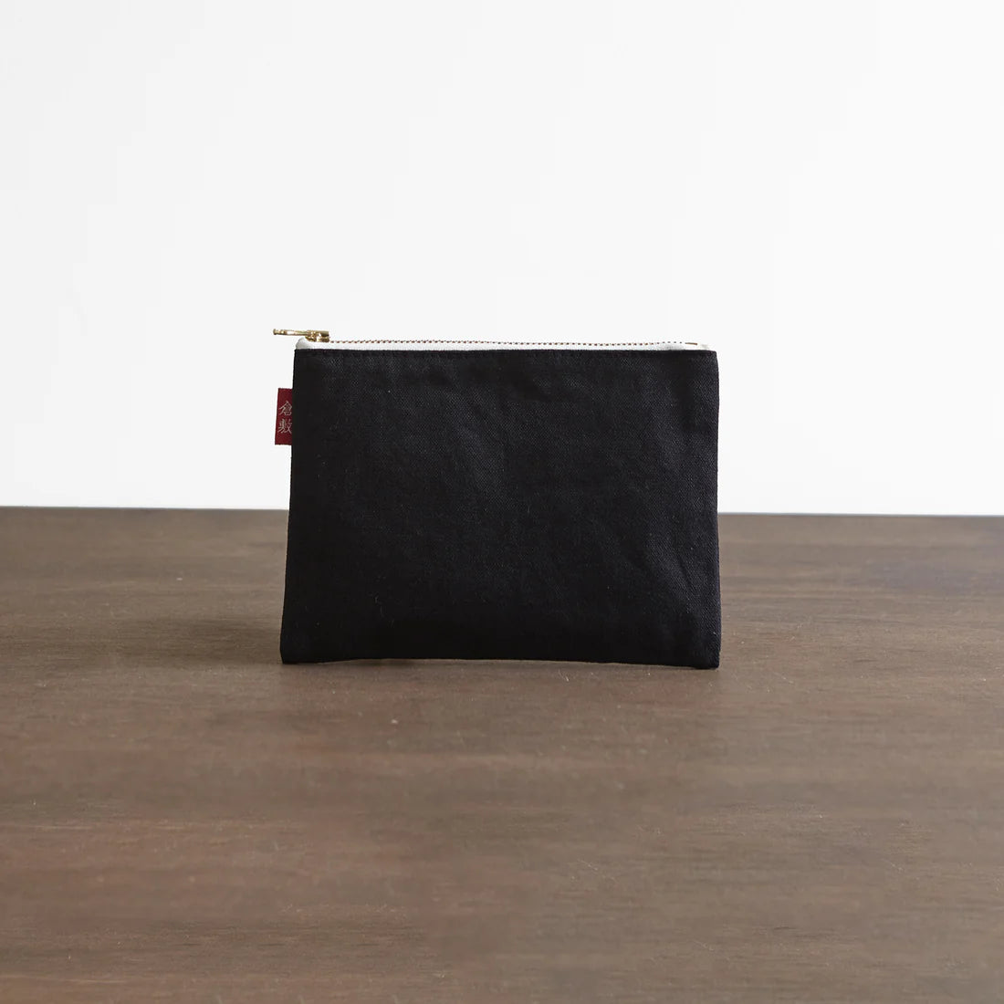 Kurashiki Hampu Canvas Flat Pouch S Size Black - Japanese Minimalist Wallet for Women & Men - Perfect for Travel, Cash, Cards & Daily Essentials