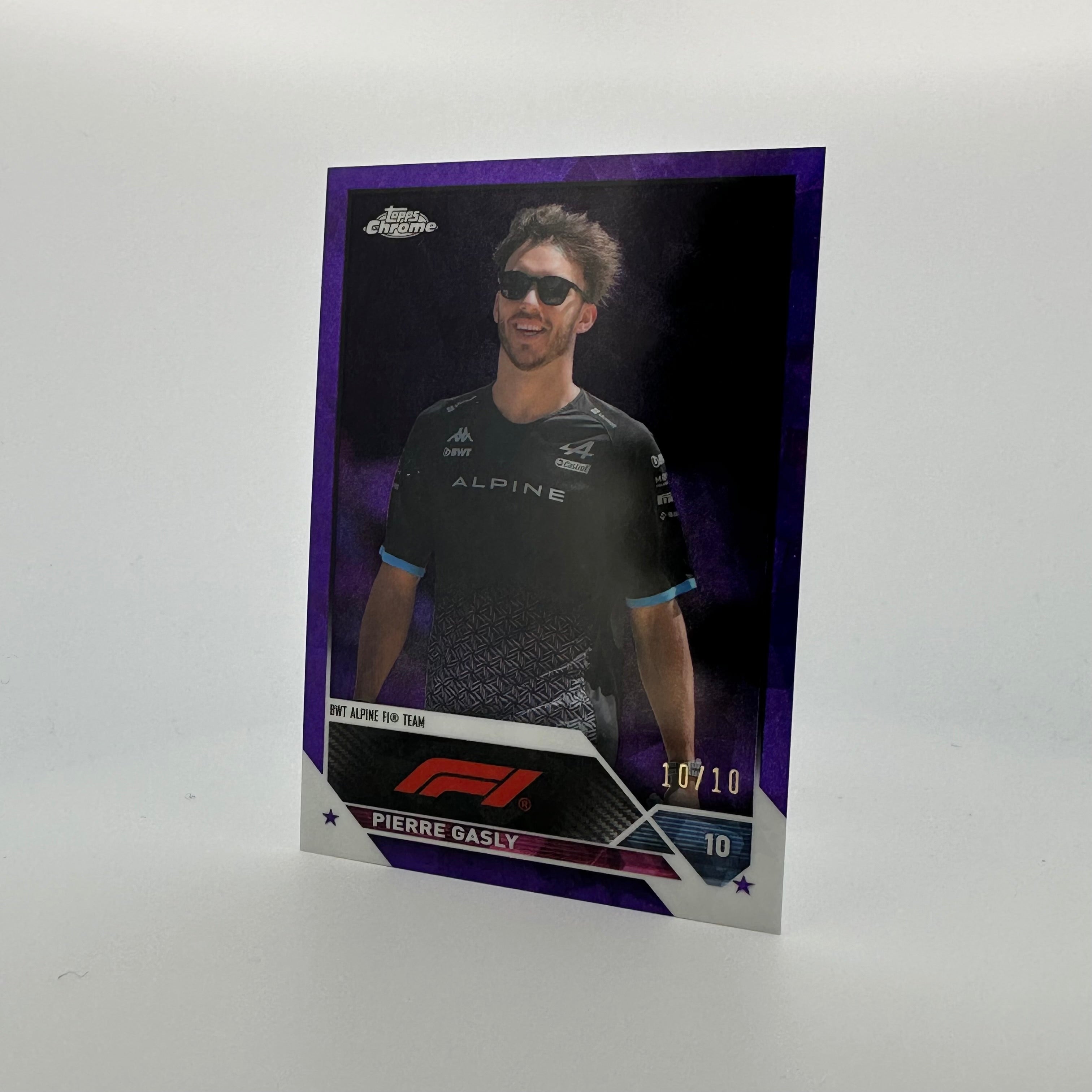 2023 Topps Chrome Sapphire Pierre Gasly #53 Purple 10/10 - Limited Edition Racing Driver Trading Card for Collectors & Fans