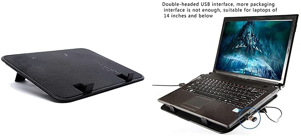 14 Inch Laptop Cooling Pad with Dual USB Fans - Slim, Silent Metal Cooling Stand for Notebooks | High Speed Cooling for Gaming, Work & Home Office Use
