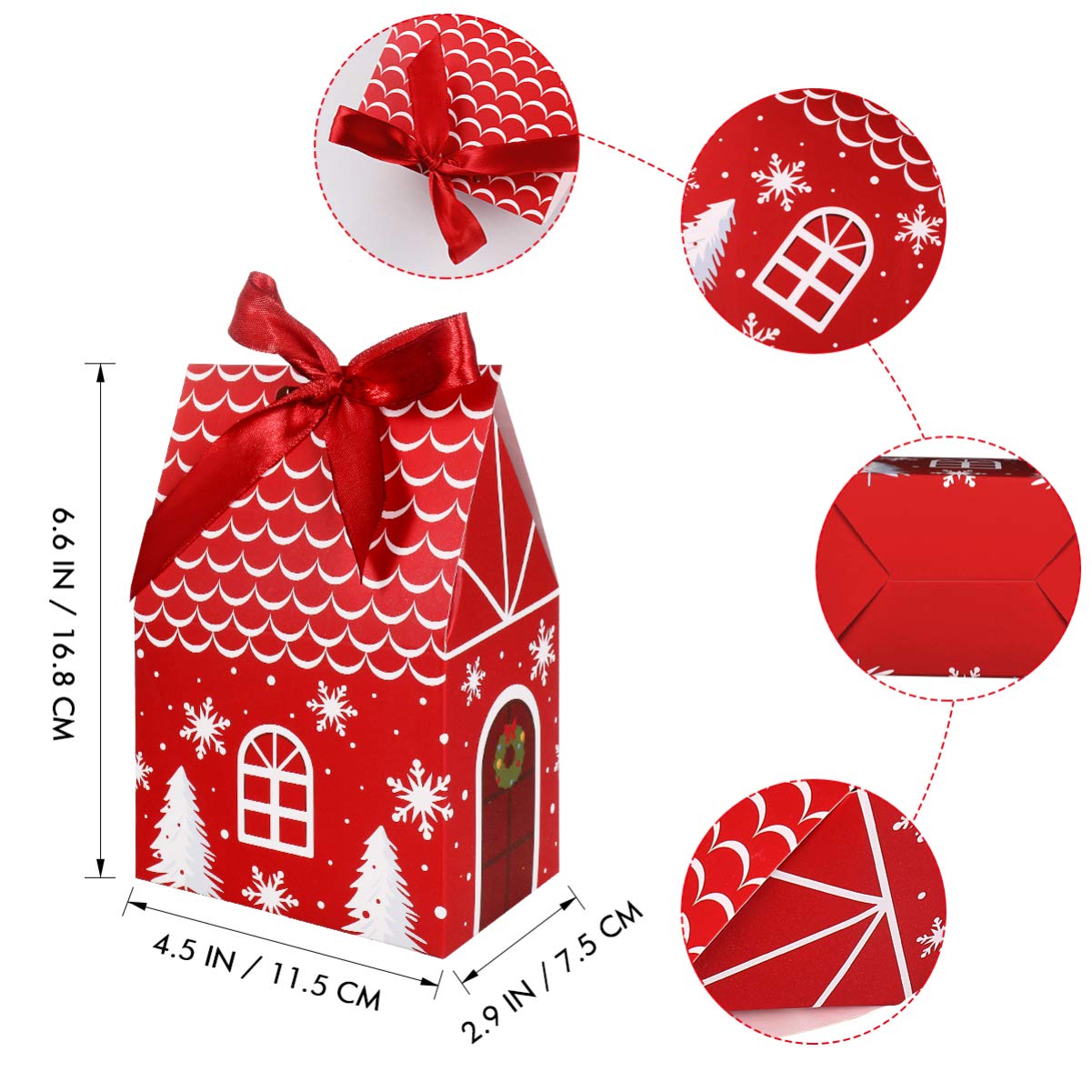 24 Pack Christmas Candy Boxes - 6 Unique Reusable Treat Bags for Gifts, Candies, Cookies | Xmas Party Favors, Holiday Gift Wrapping, Stocking Stuffers & Classroom Treats