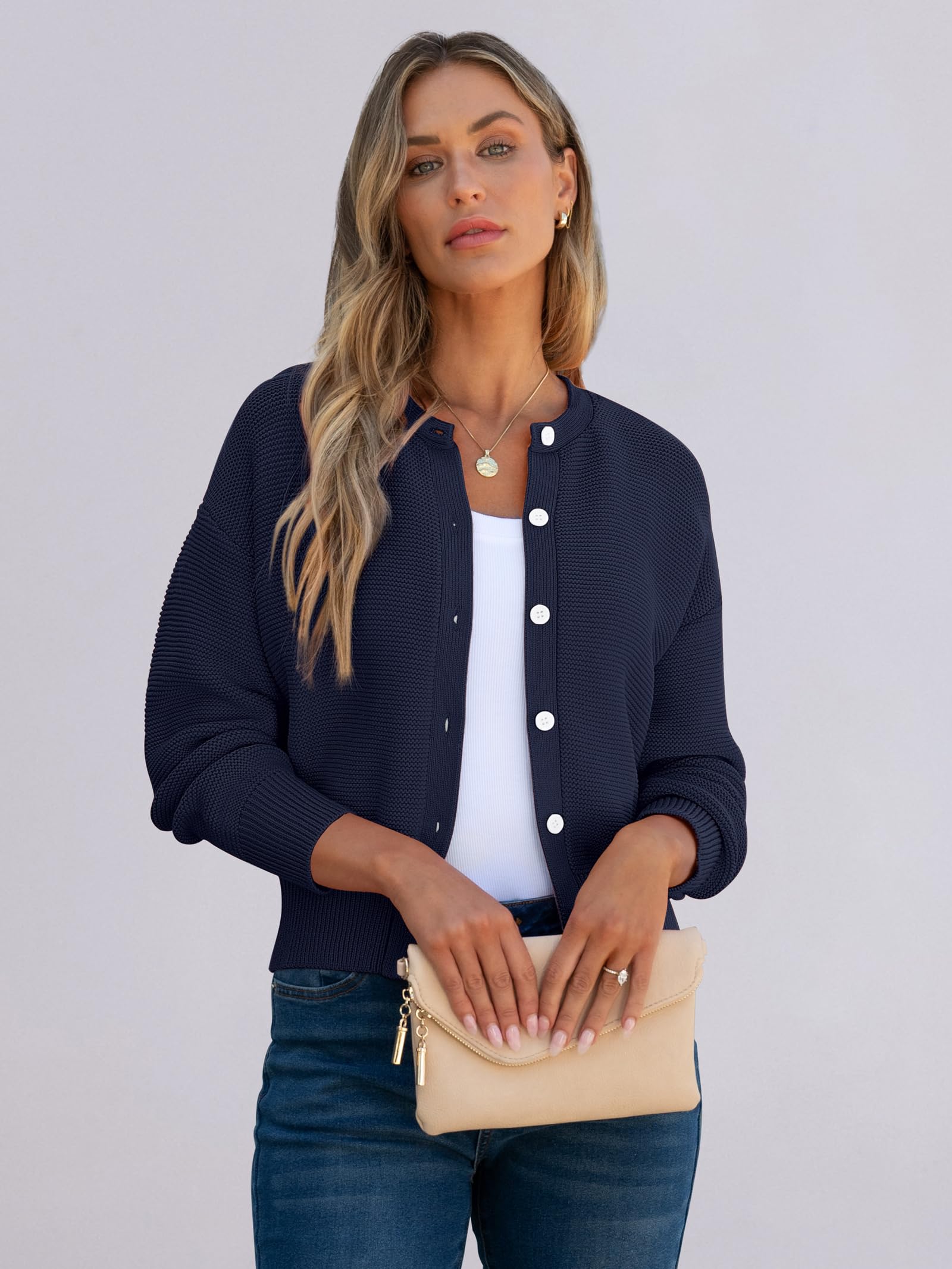 Caracilia Women's Cropped Cardigan Sweater - Open Front Tweed Knit Button Down Jacket for Casual & Dressy Wear | Spring 2025 Outwear | Perfect for Office, Date Night & Weekend Outings