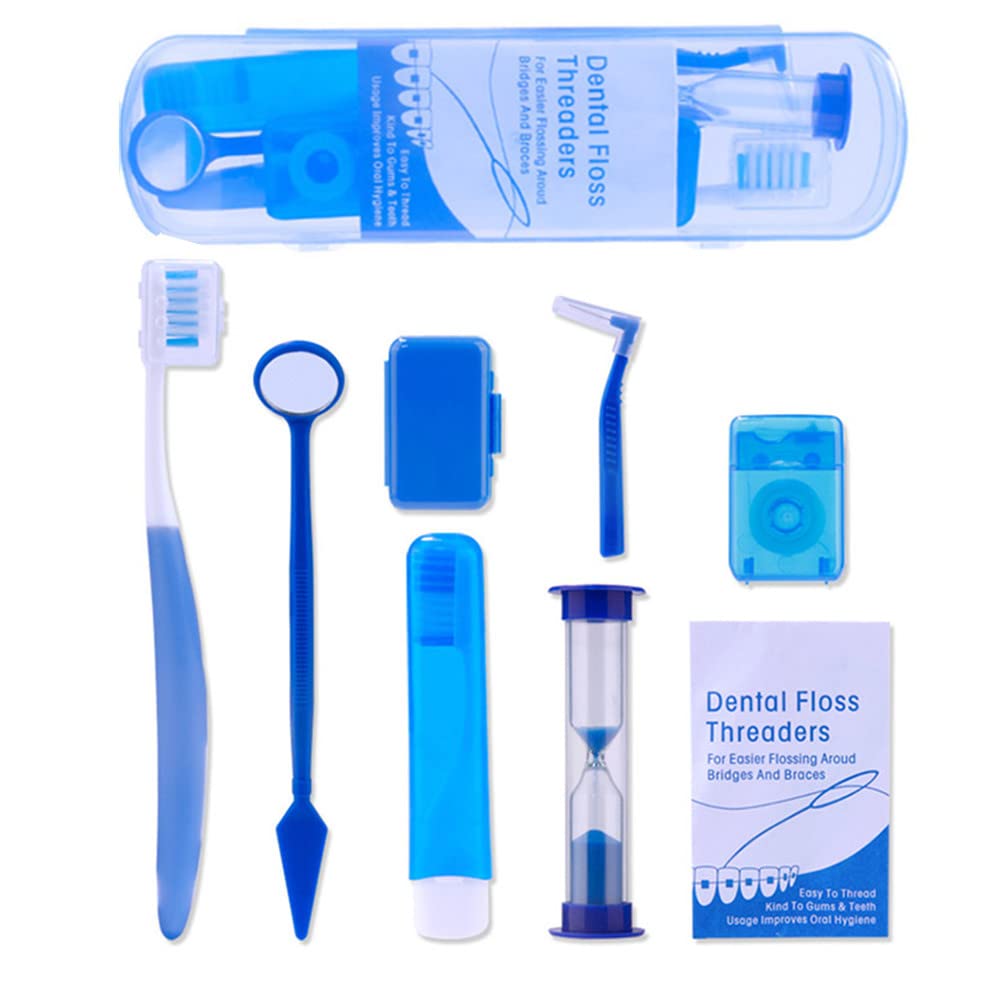 Braces Cleaning Kit - 8pc Dental Care Set with Toothbrush & Case for Travel